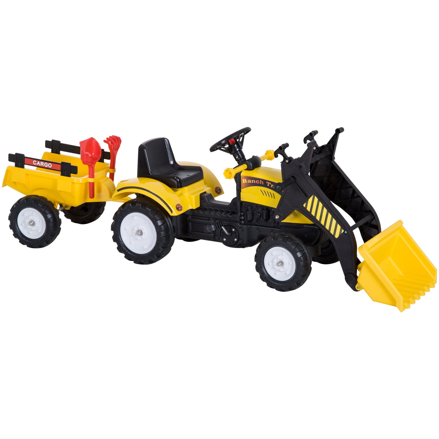Aosom Ride On Excavator Kids Toy Construction Equipment with Pedal Controls， 6 Wheels， and Controllable Dirt Bucket