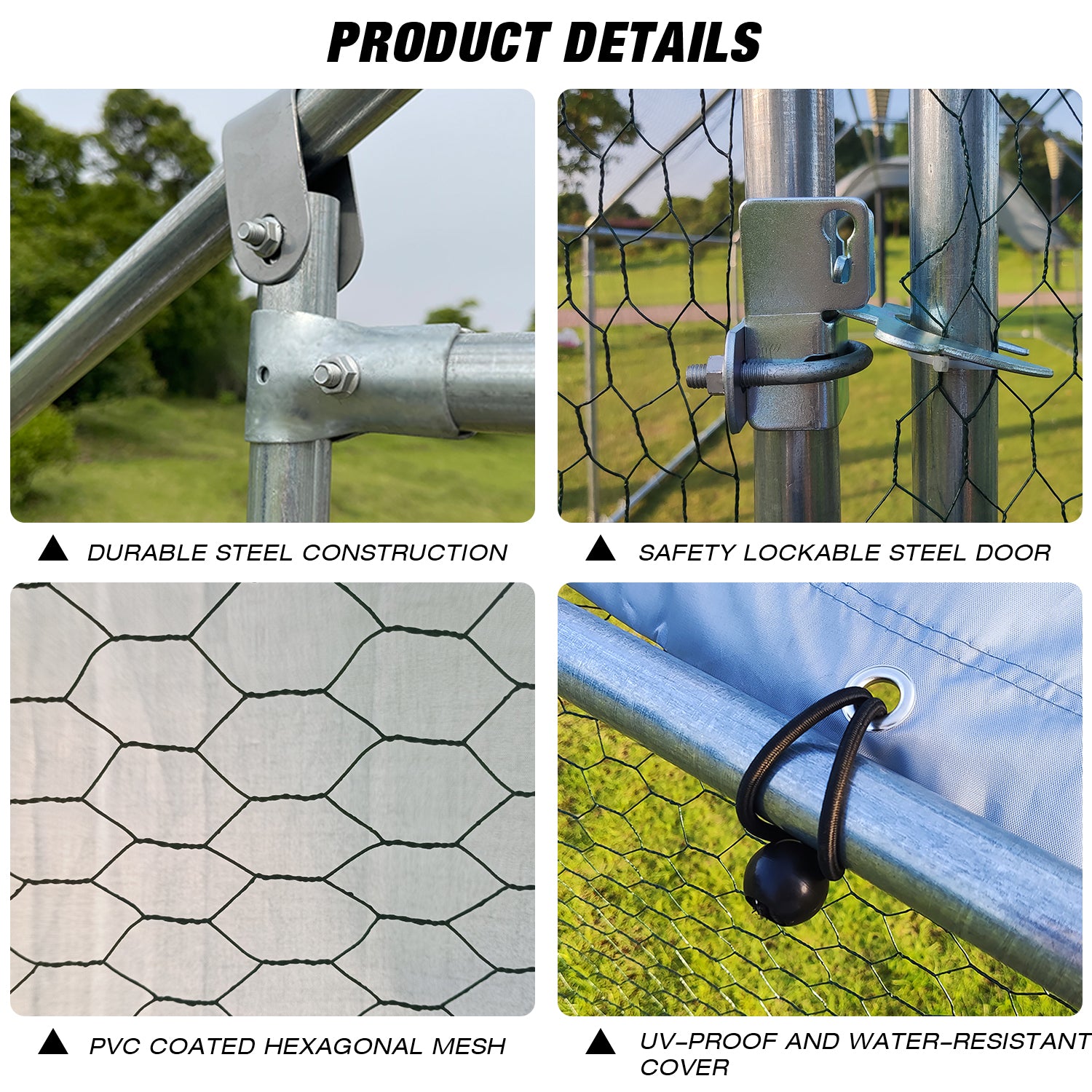 ICLBC Large Chicken Coop Run Pen Cage Hen House W/ Roof Cover 10x13ft， Metal， Walk in