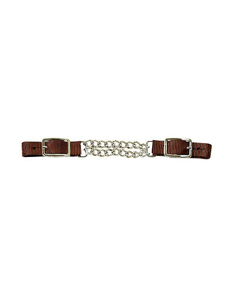 Jeffers Nylon Curb Strap with Double Chain | Dark Brown