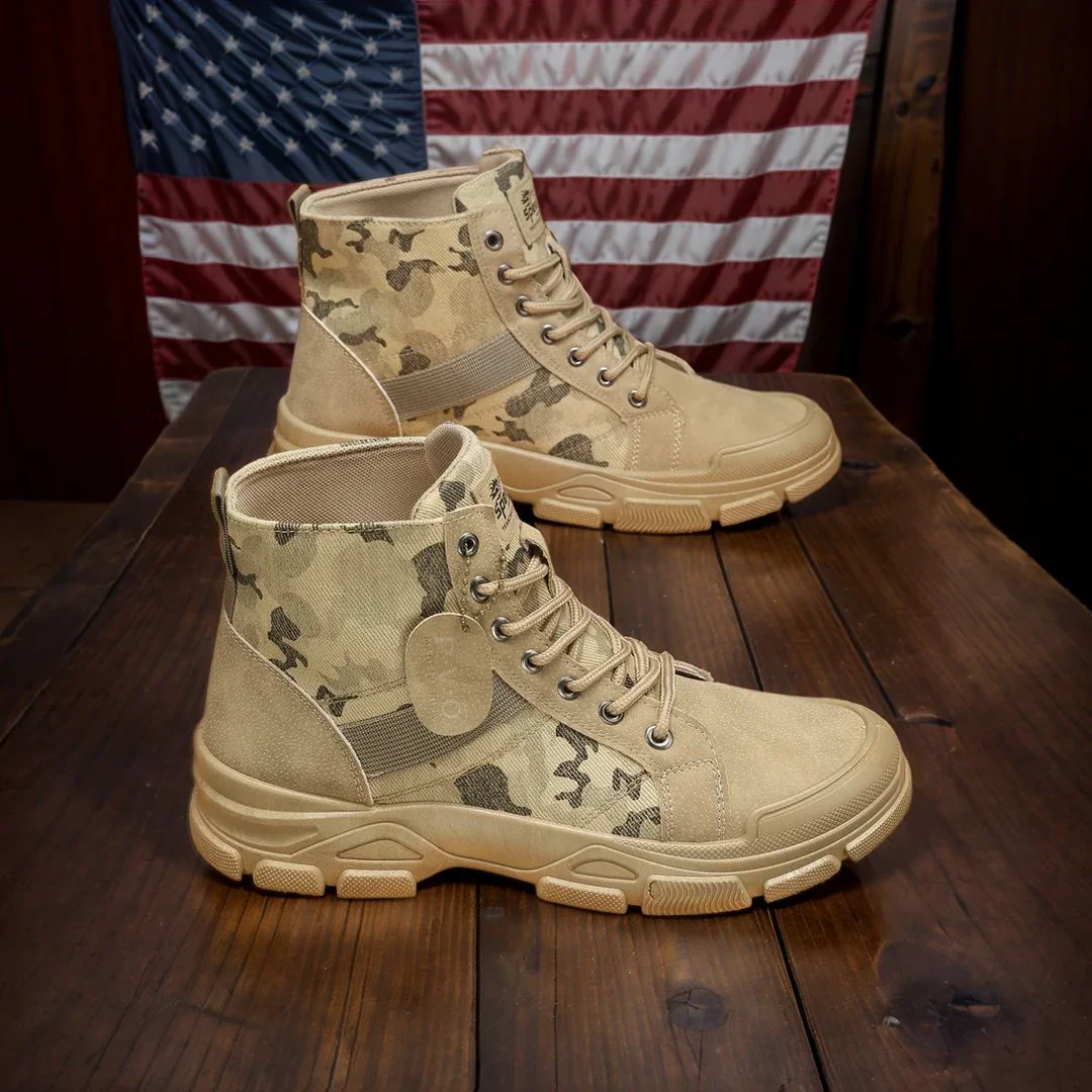 Coturno AmericanPatriot™ com Estampa Militar e Solado Antiderrapante / Para Homens que Valorizam Liberdade, Força e Tradição!