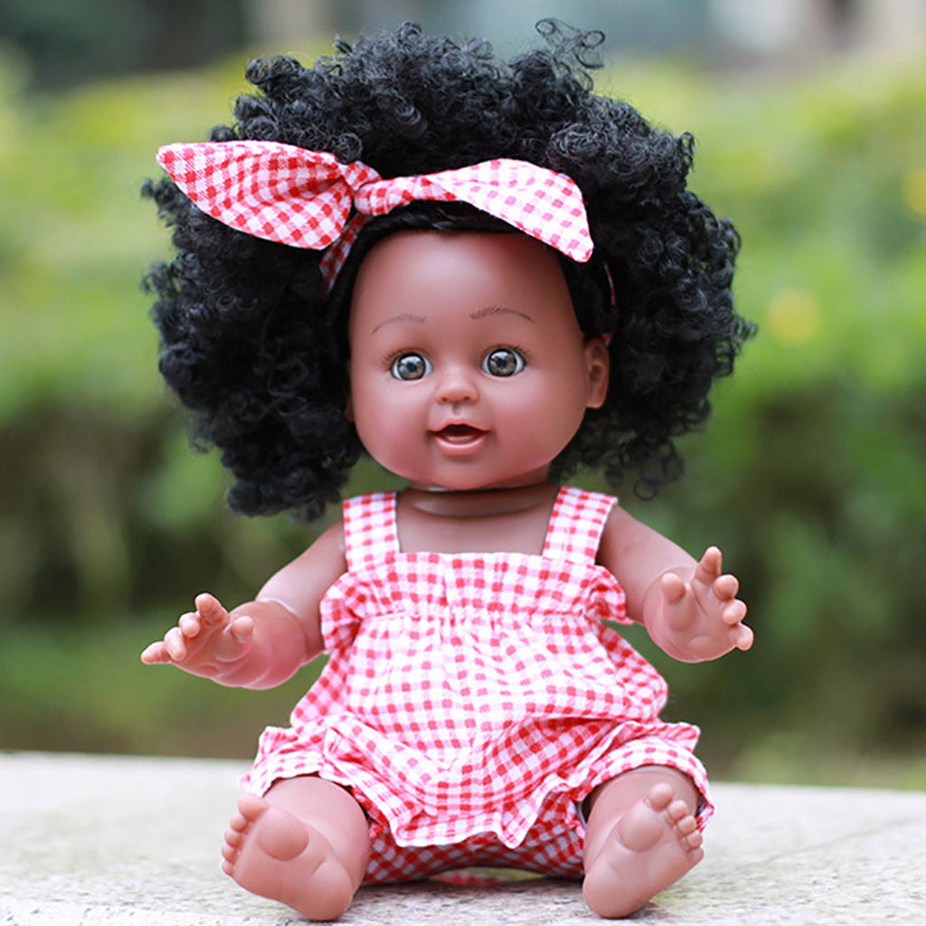 drunkilk Black Girl Dolls African American Play Dolls Lifelike 35cm Baby Play Dolls RD