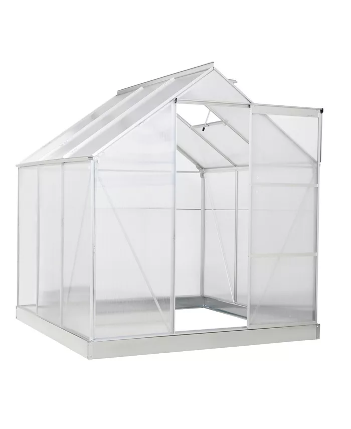 Outsunny 6' x 6' Outdoor Walk-in Polycarbonate Greenhouse Kit， Garden