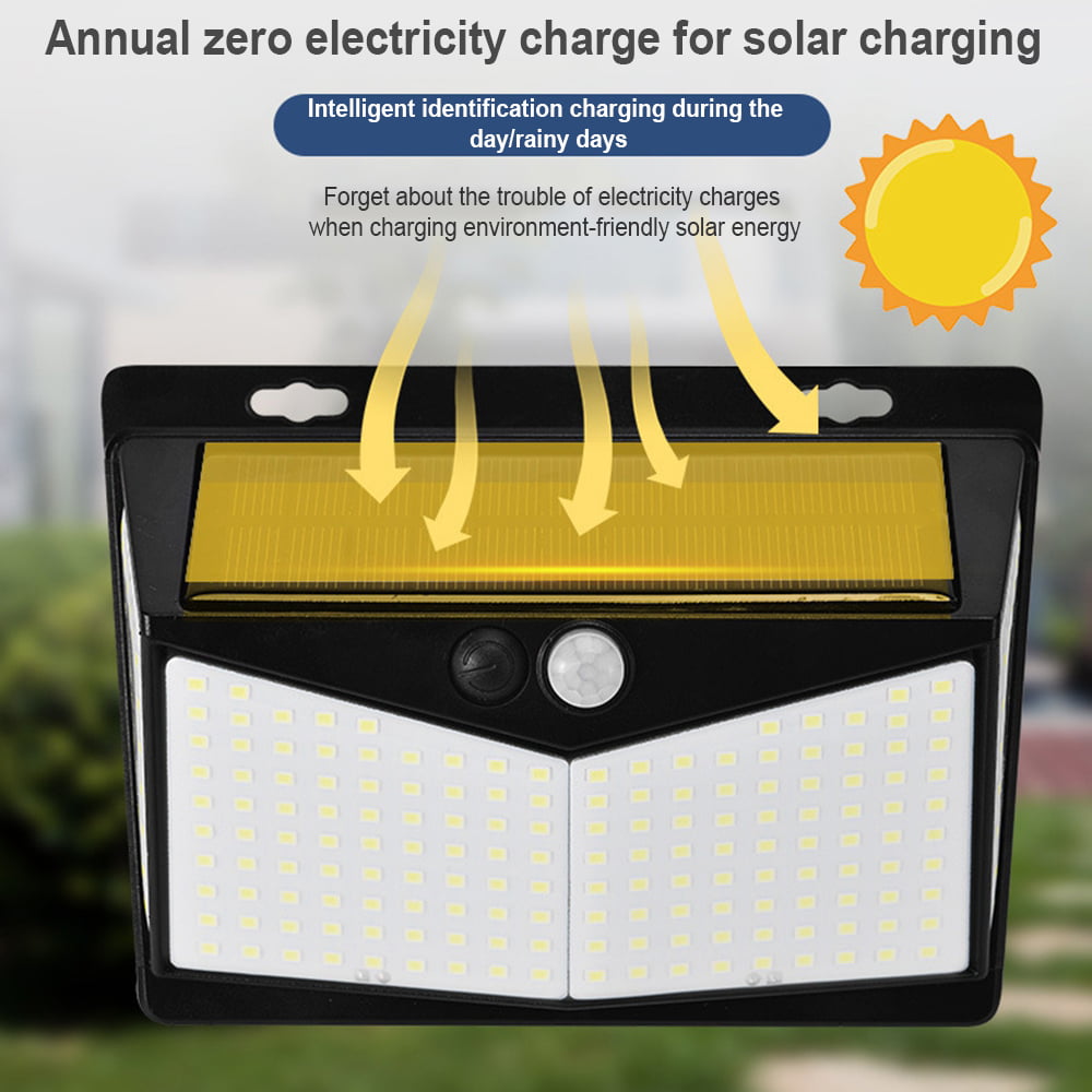 2Pack Solar Lights Outdoor 208 LED Wireless Motion Sensor Night Light 3 Modes Security Wall Lamp IP65 Waterproof Solar Powered Lights for Steps Yard Garage Porch Patio