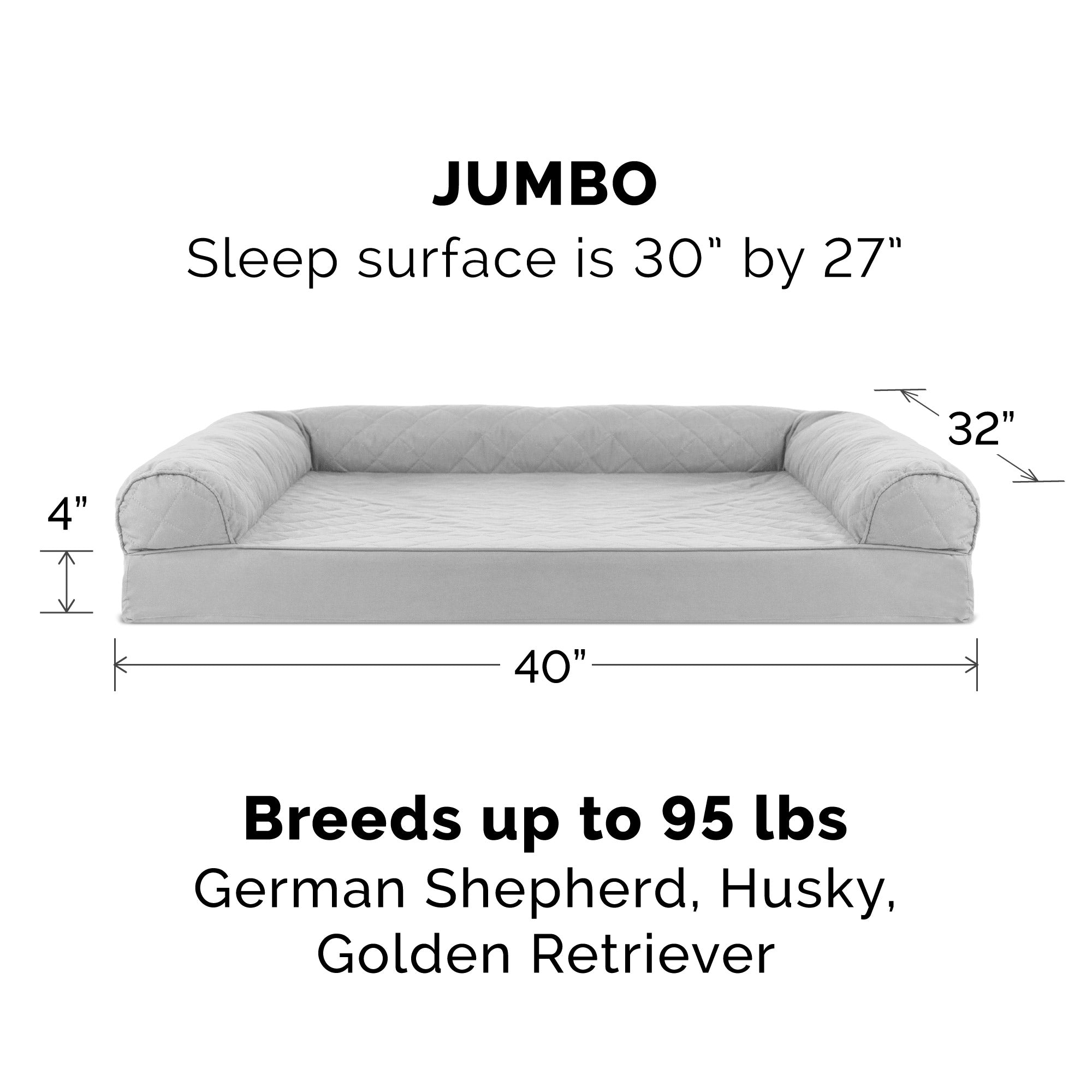 FurHaven Pet Products | Memory Foam Quilted Sofa Pet Bed for Dogs and Cats - Silver Gray， Jumbo