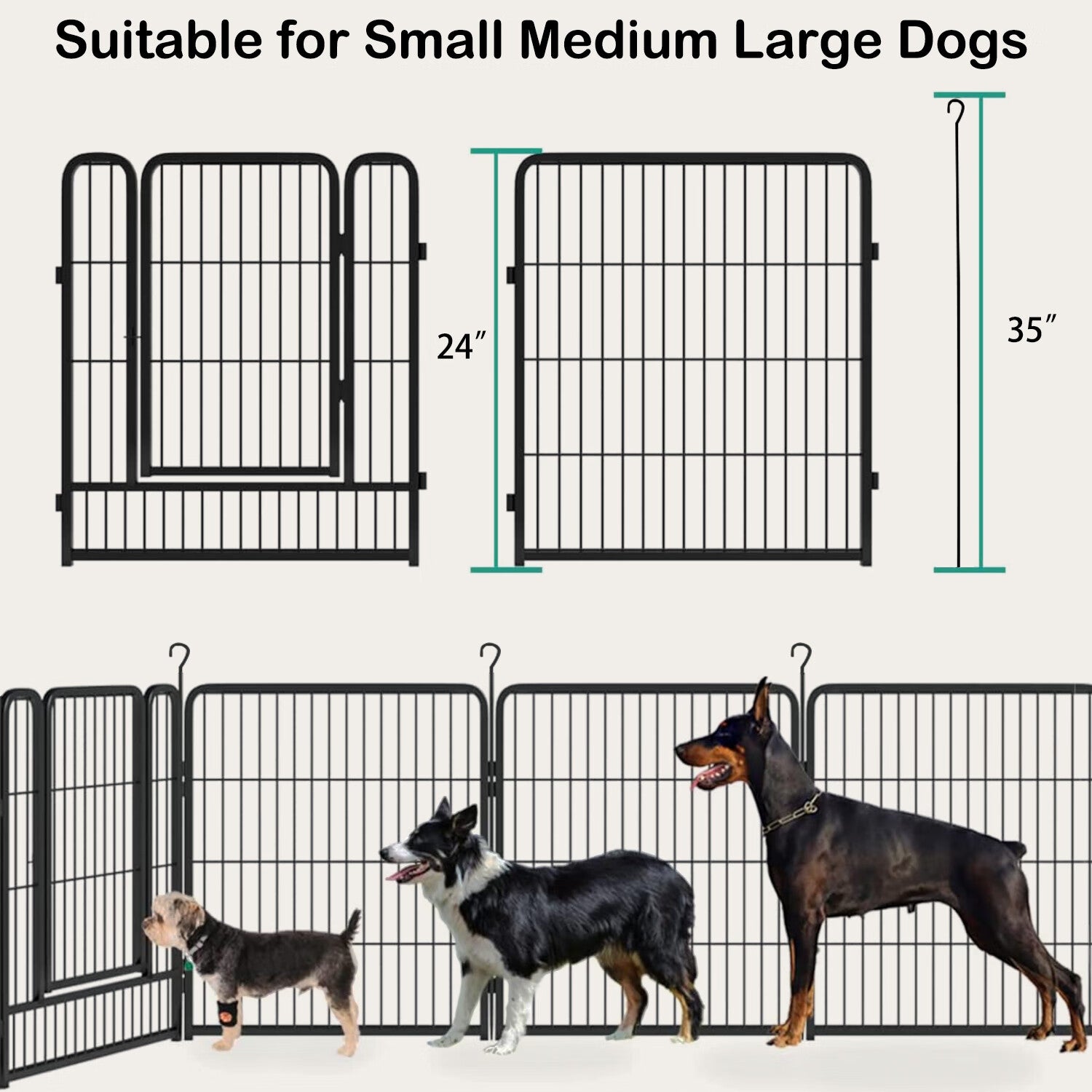 CL.HPAHKL 8/16 Panel 24''×32''Dog Playpens with Door for Inside， Pet Playpen for Small Animal Dog Playpens indoor outdoors for Large Dogs Folding Exercise Pens and Exercise Fence Barrier Playpen Kennel