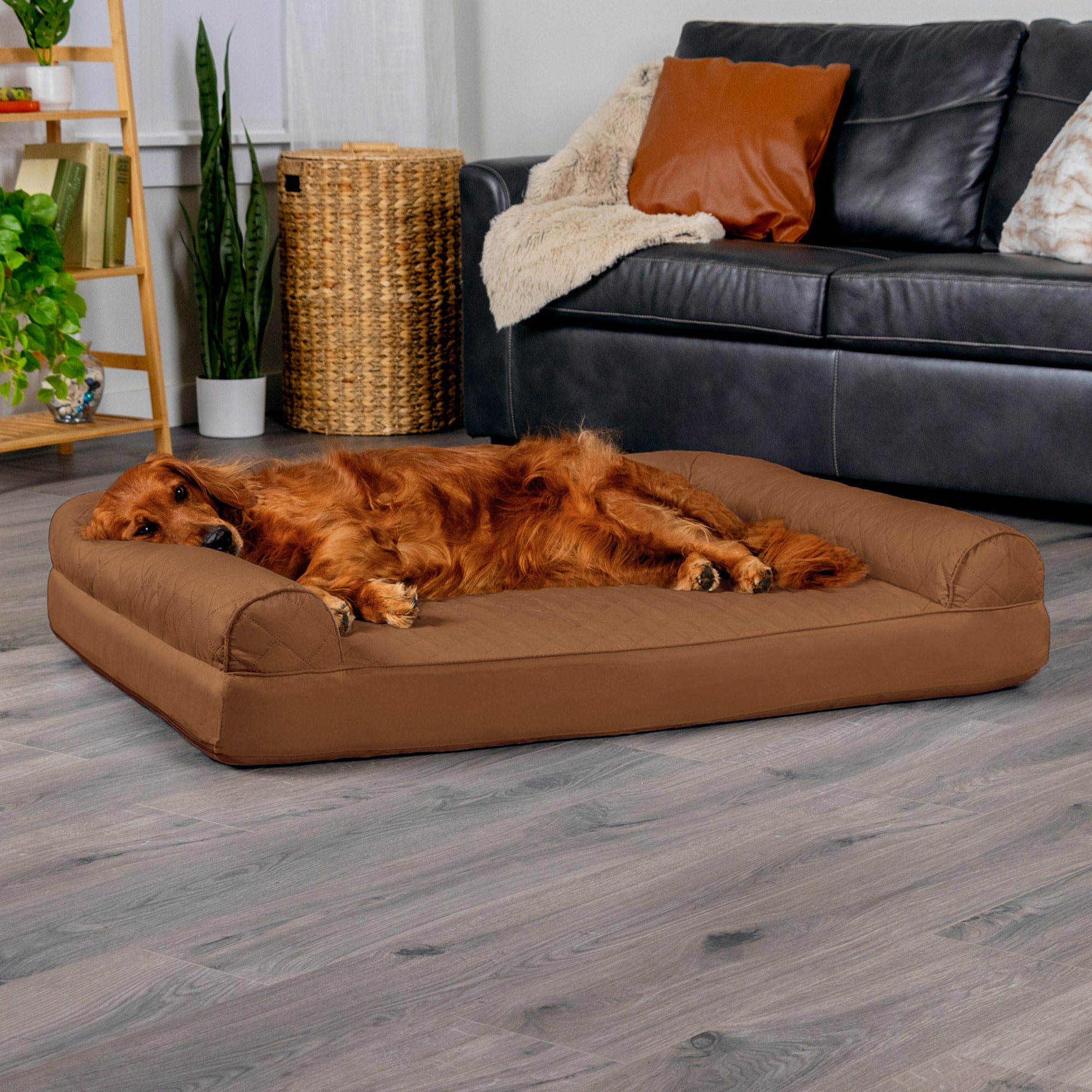 FurHaven Orthopedic Quilted Sofa Pet Bed for Dogs and Cats， Toasted Brown， Jumbo