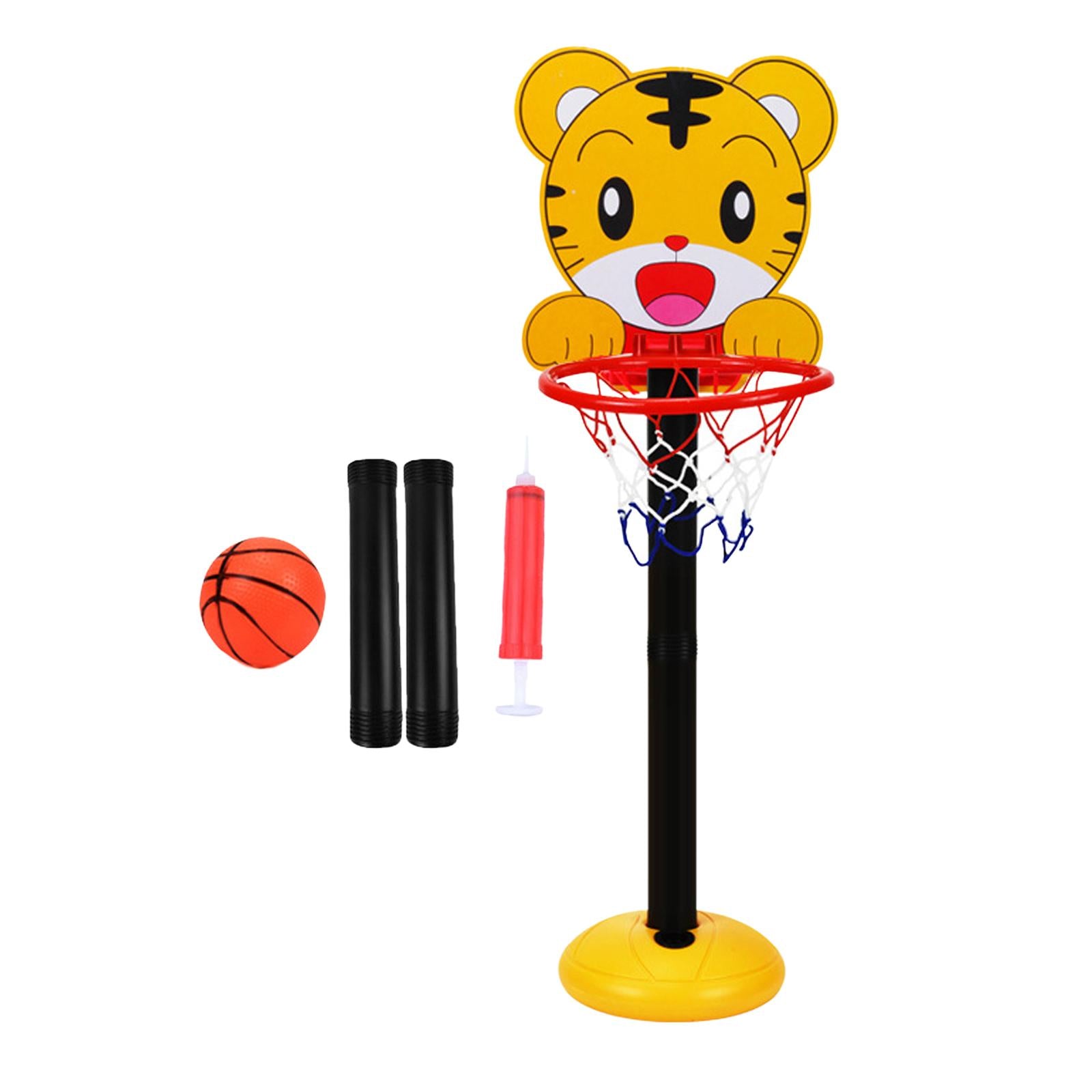 Portable Basketball Hoop Stand Adjustable Game Animals with Ball Pump Sport Board with Net for Kids Adults Boys Outside Birthday Tiger