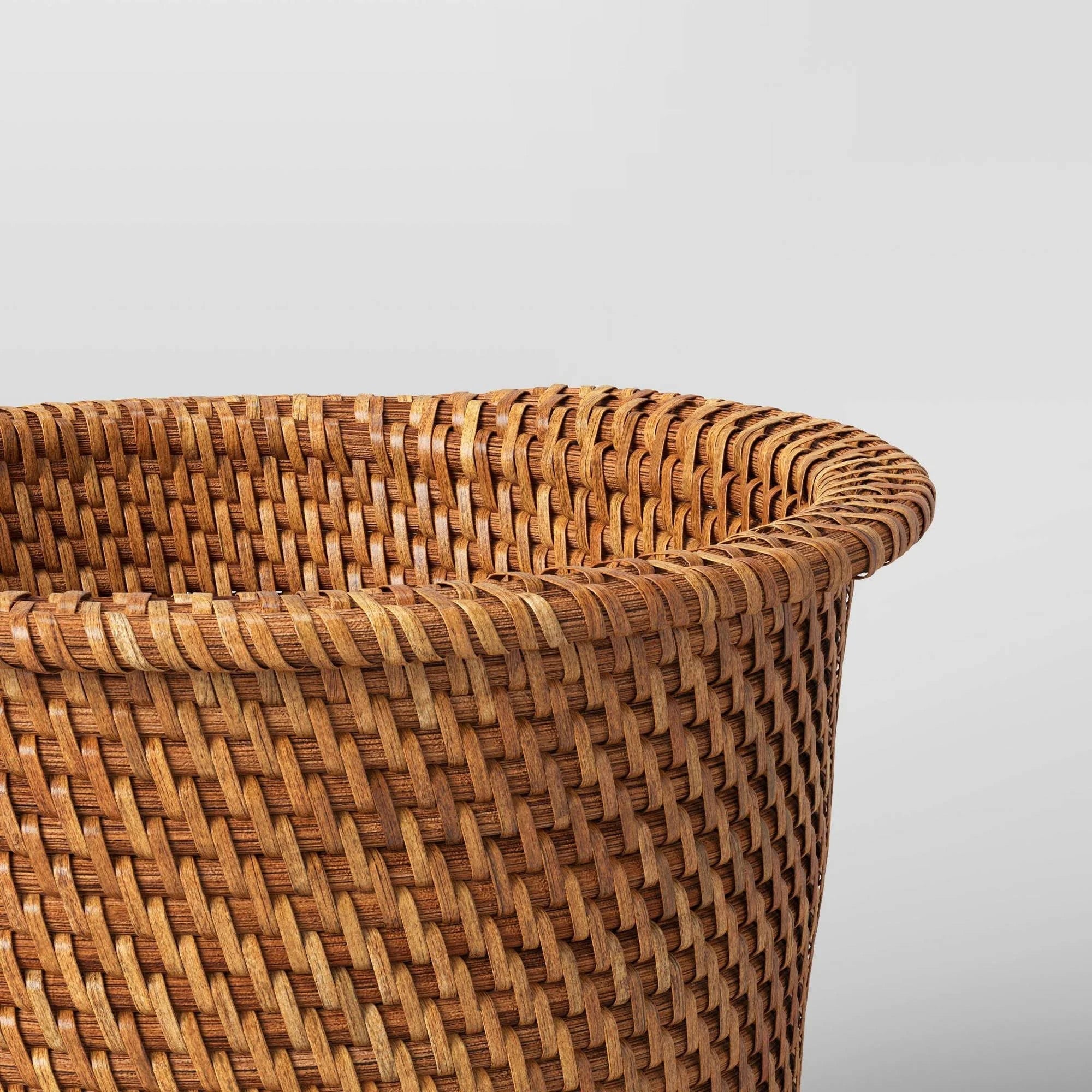 Set of 2 Threshold 9.8" Rattan Planter with Plastic Tray inside Brown