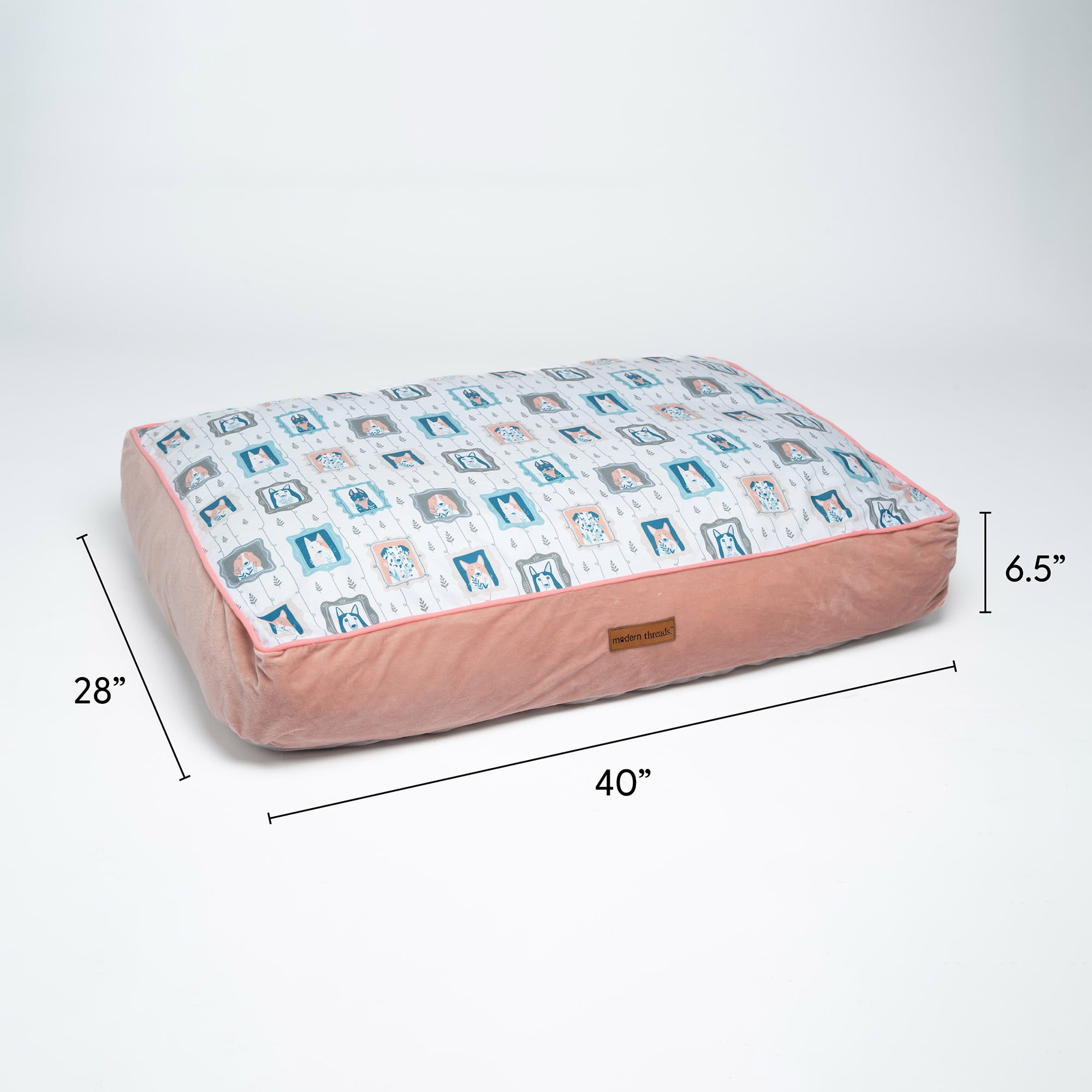 Modern Threads Large Orthopedic Memory Foam Pillow Dog Bed， Potraits