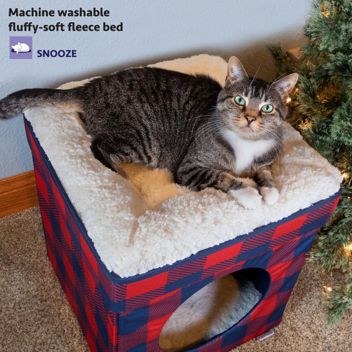 Kitty City Holiday Plaid Folding Cat Bed