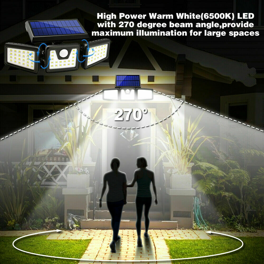 2 Pack - Solar Lights Outdoor， AmeriTop 800LM Wireless LED Solar Motion Sensor Lights Outdoor; 3 Adjustable Heads， 270° Wide Angle Illumination， IP65 Waterproof， Security LED Flood Light