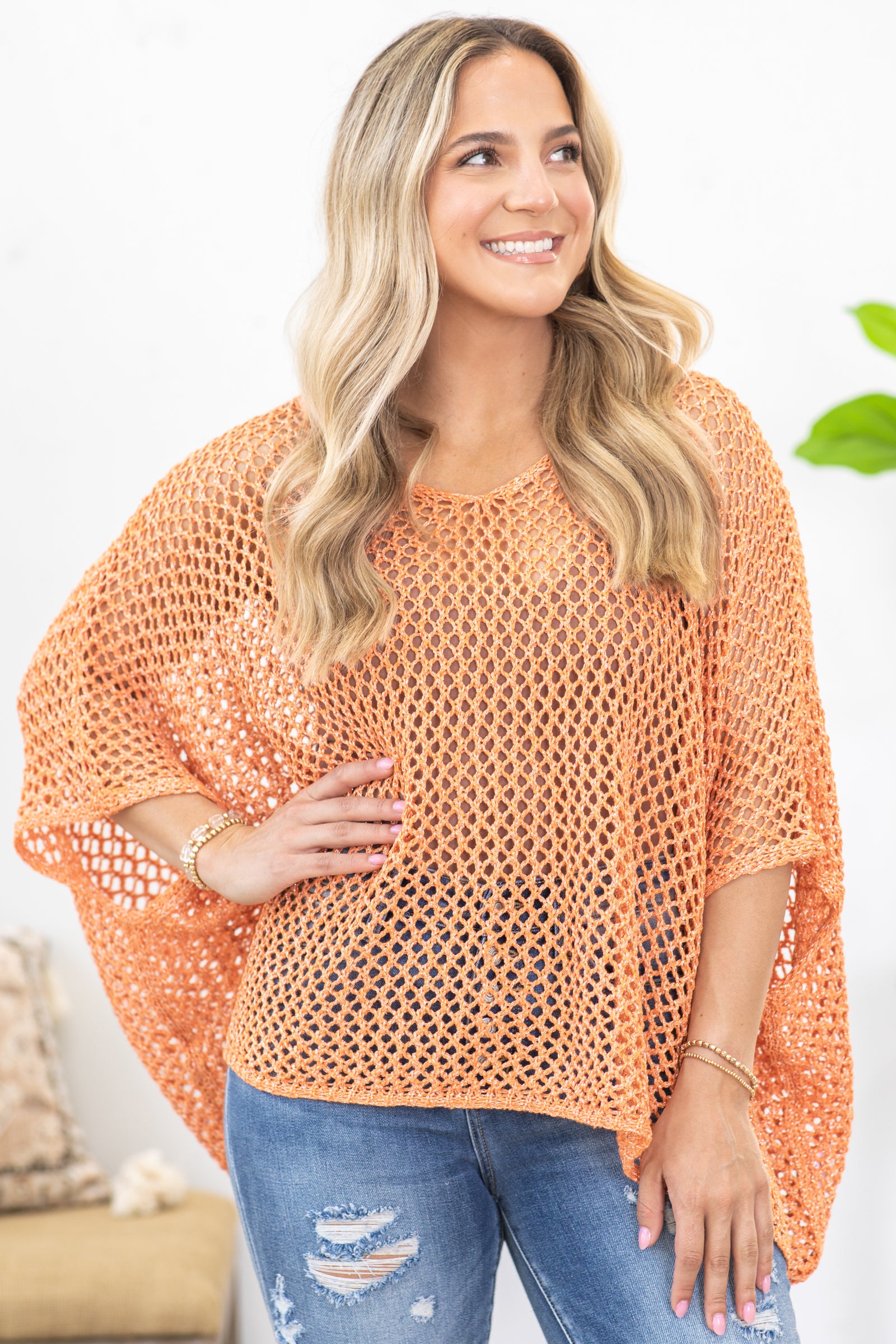 Dolman Sleeve Fishnet Top