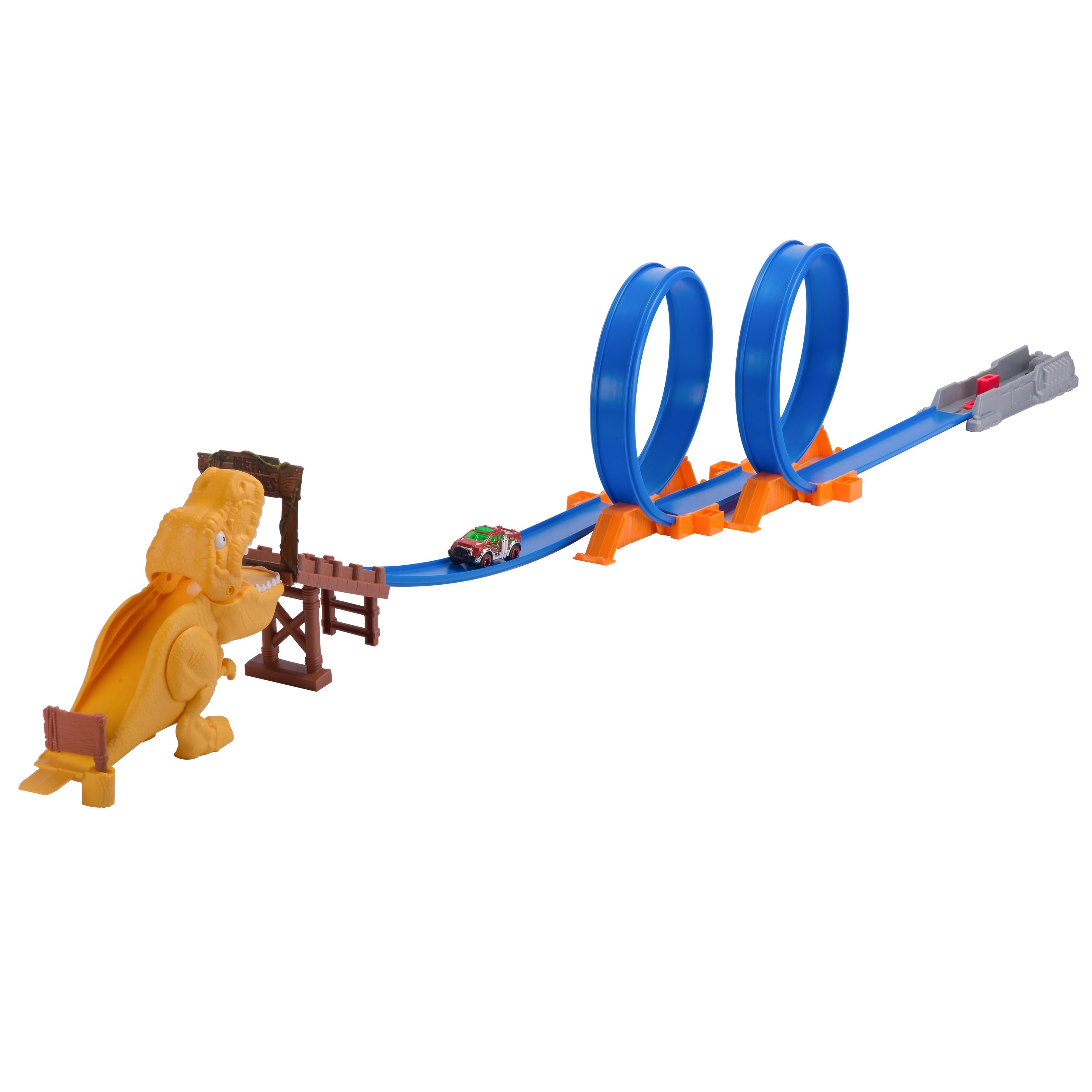 Metal Machines T-Rex Attack Building Trackset with Mini Racing Car by ZURU