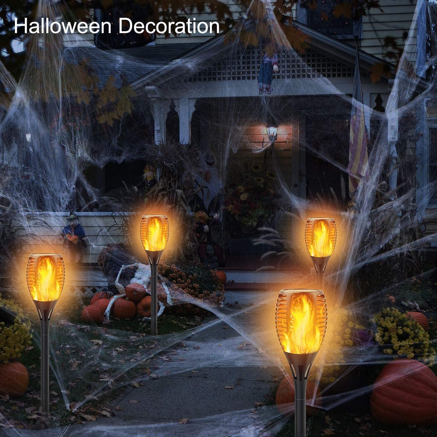 Sowaz Solar Lights Waterproof Flickering Flames 12 LED Outdoor Solar Landscape Decoration Pathway Garden Patio Driveway 6 units