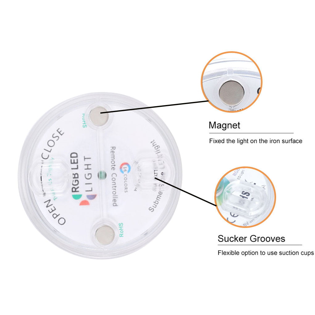 Best Choice RGB LED Aquarium Light Fishtank Underwater Decorating Lamp Submersible Swimming Pool Remote Control Light， 1pc， 8.5cm