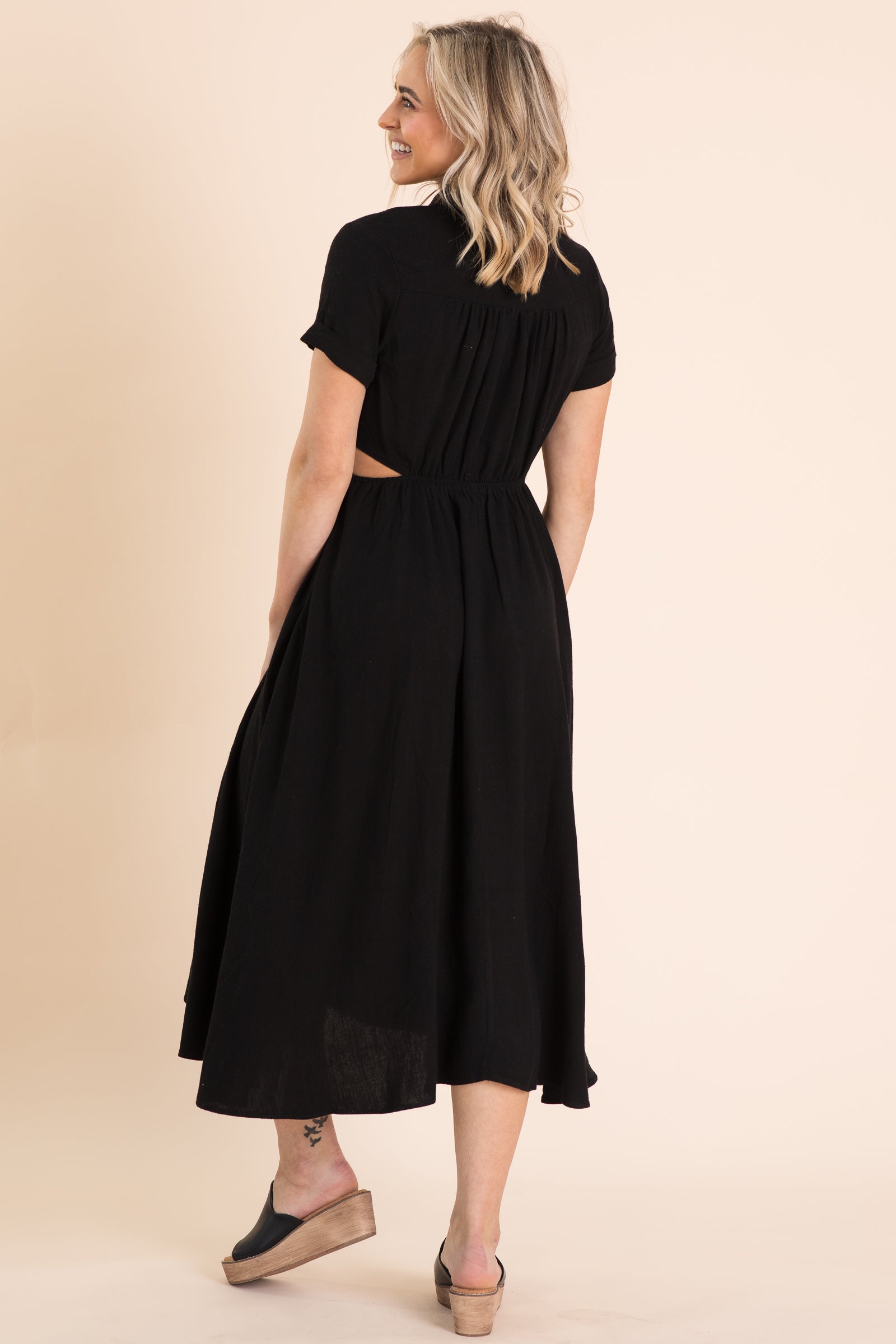 Black Side Cutout Maxi Skirt Dress