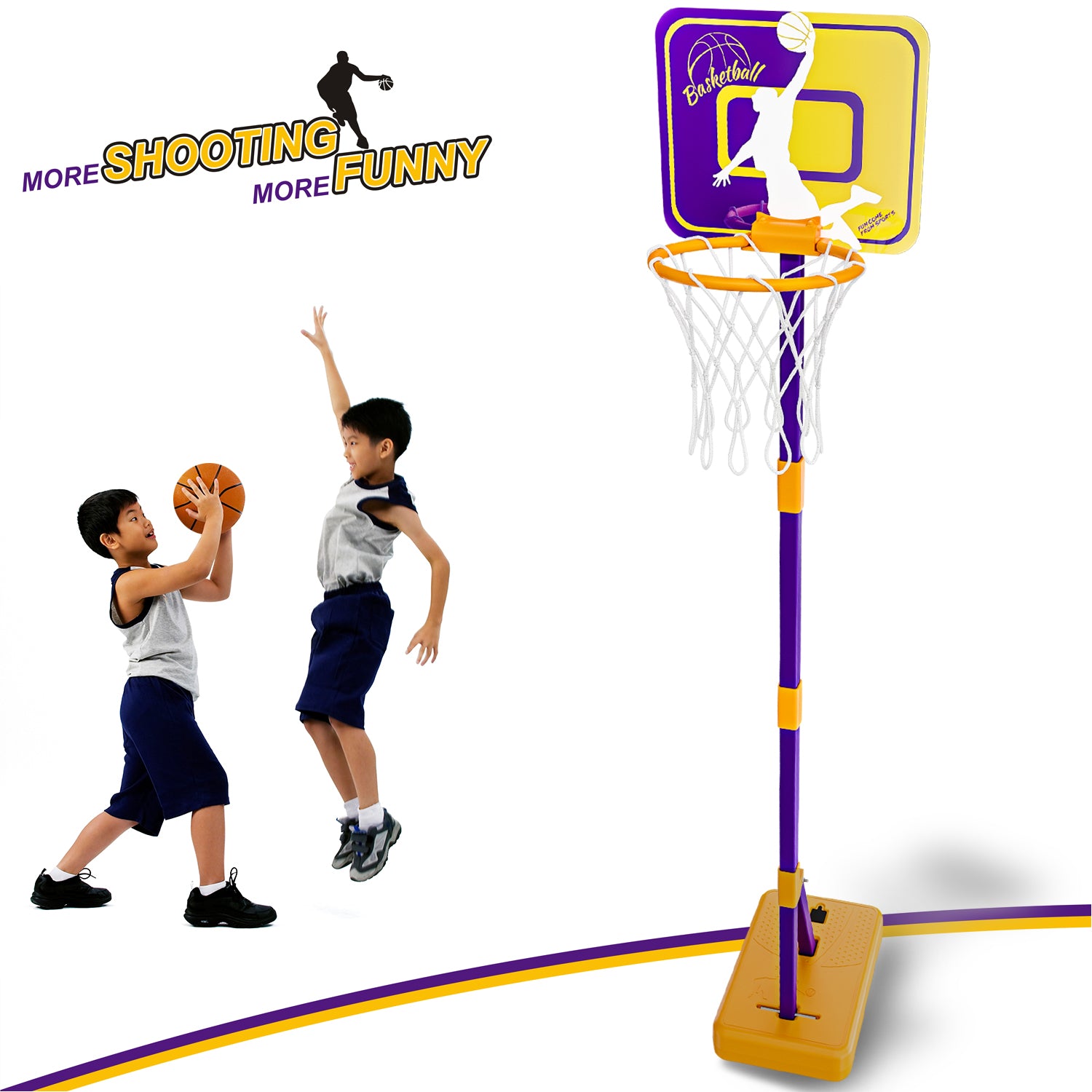 Basketball Hoop for Kids， 3.1 FT-5.3 FT Height Adjustable Basketball Set， Indoor and Outdoor Toys for Boys and Girls， With Ball and Pump