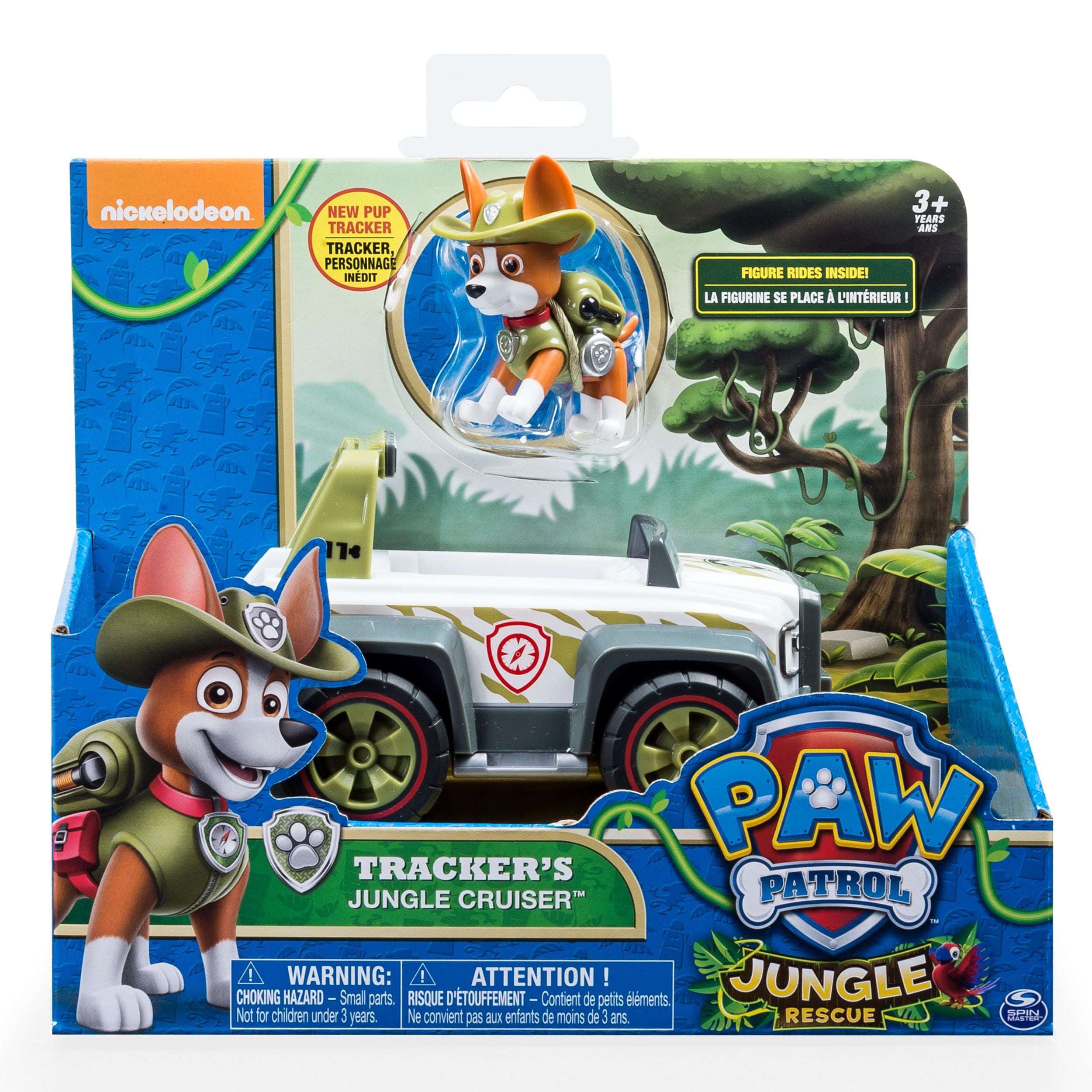 Paw Patrol， Jungle Rescue， Tracker's Jungle Cruiser， Vehicle and Figure