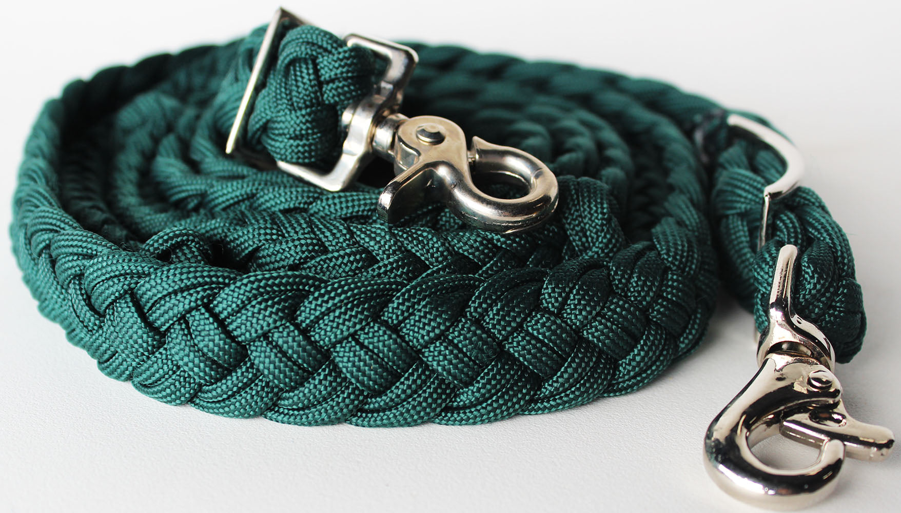 Roping Knotted Horse Tack Western Barrel Reins Nylon Braided Green 60727