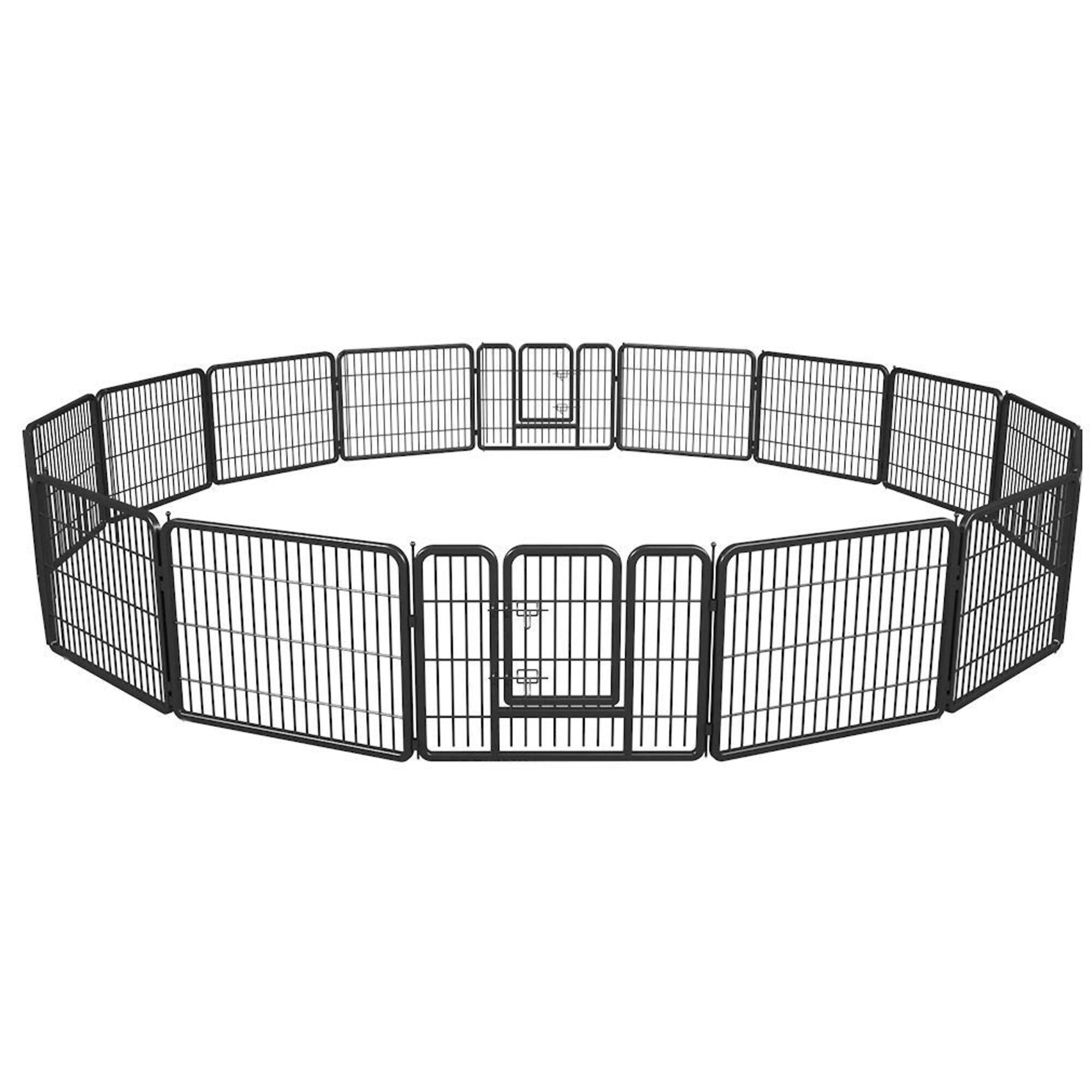 Semiocthome Portable Pet Playpen Outdoor Foldable Metal Fence for Puppy Dog 16 Panels，25