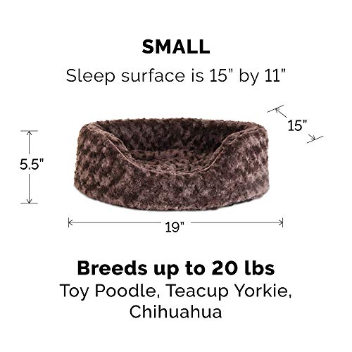 FurHaven | Oval Ultra Plush Pet Bed for Dogs and Cats， Chocolate， Small