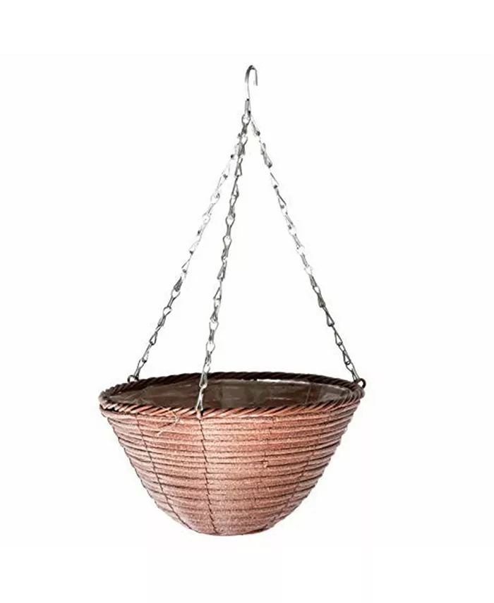 Gardener's Select GSARA3627 Woven Plastic Rattan Hanging Basket， Rusty