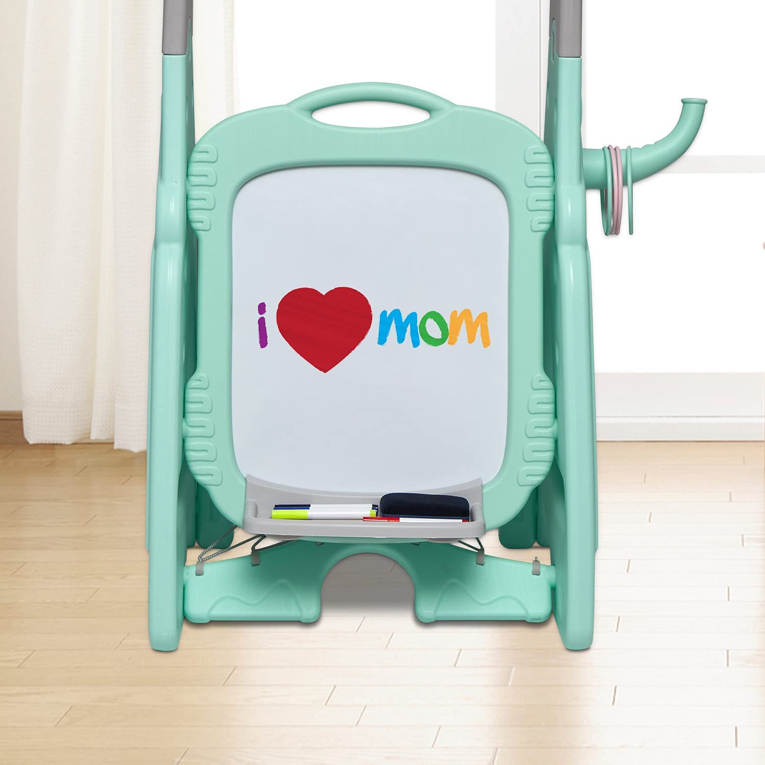 Kinbor Kids 7 in 1 Basketball Hoop Set  with Soccer Goal， Music Box for 3-7 BoysandGirls