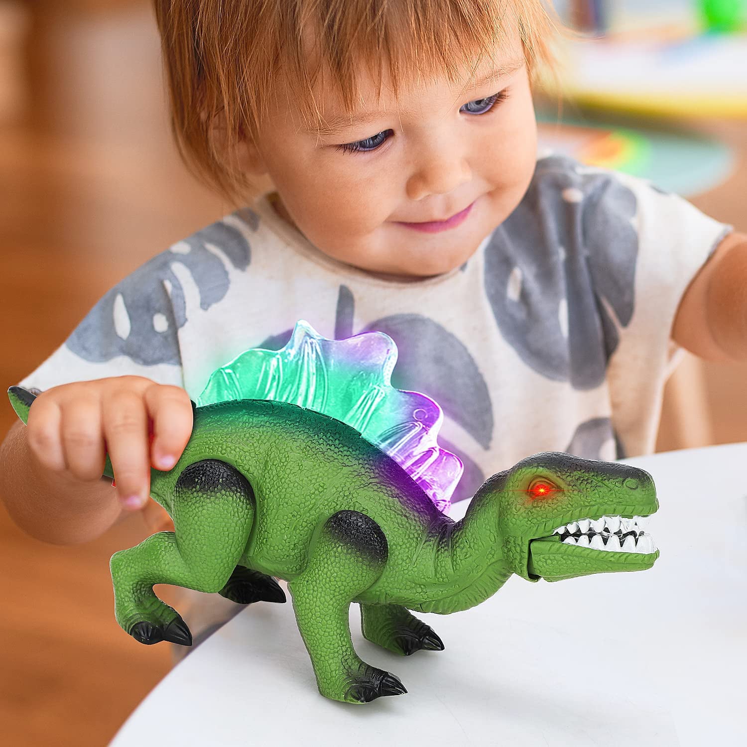 TOY Life Walking Dinosaur Toys for Kids， Light up Robot Toys， 12 inches Dinosaur with Mouth Moves and Roars， Electronic Dino Toys Robot Dinosaur Gift for Kids 3 4 5 6 7 Years