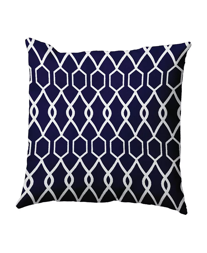 E by Design 16 Inch Navy Blue Decorative Geometric Throw Pillow
