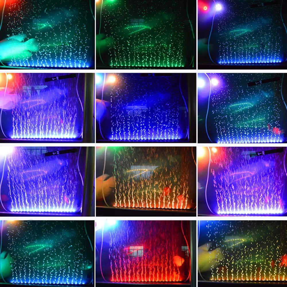 Ridgeyard Aquarium Air Bubble Lights RGB LED Submersible 16 Colors Fish Tank Light Bar with Remote Control 20.5