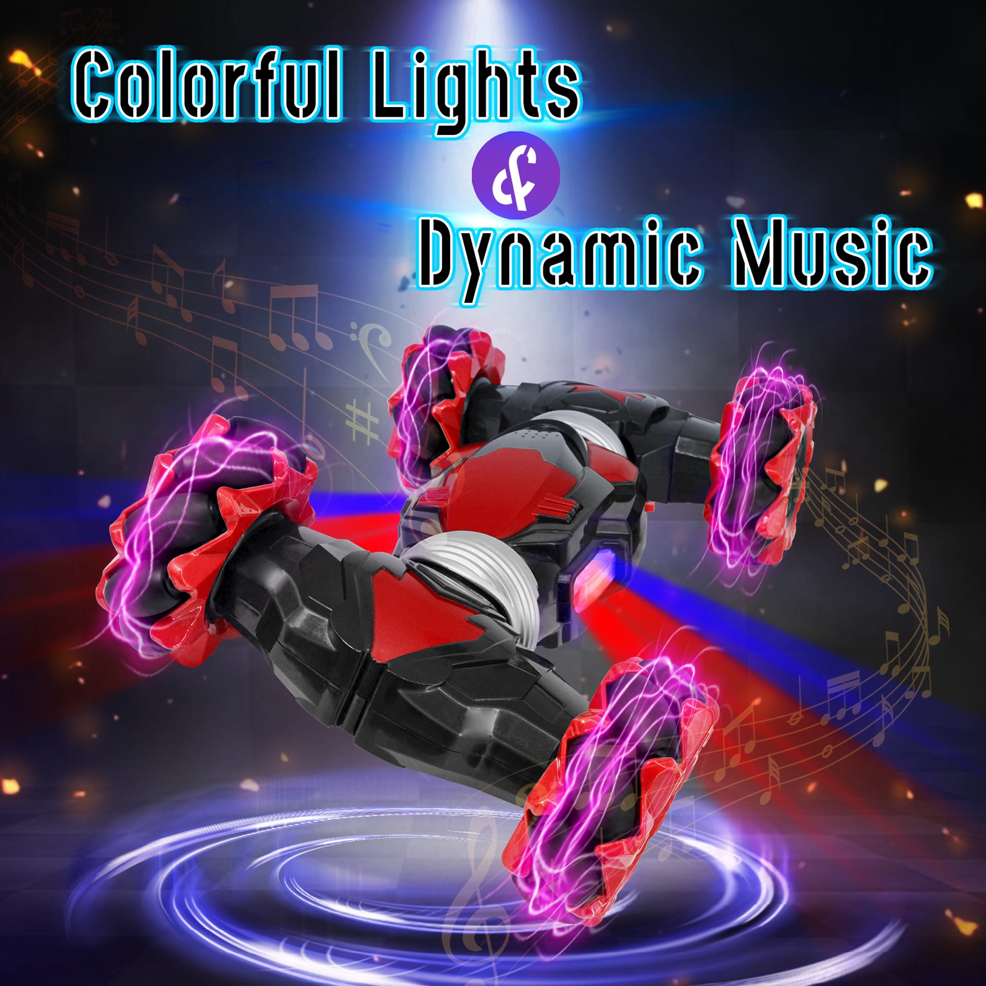 AGNEVE RC Stunt Car 4WD 360° and Double Sided Rotation Toy Car 2.4GHz All-Terrain Dual Mode Twist Remote Control Car with LED Light Music for Kids Gifts