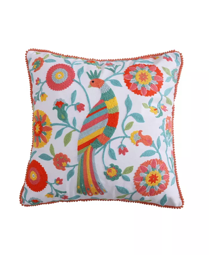 Levtex Laurel Coral Bird Decorative Pillow， 18