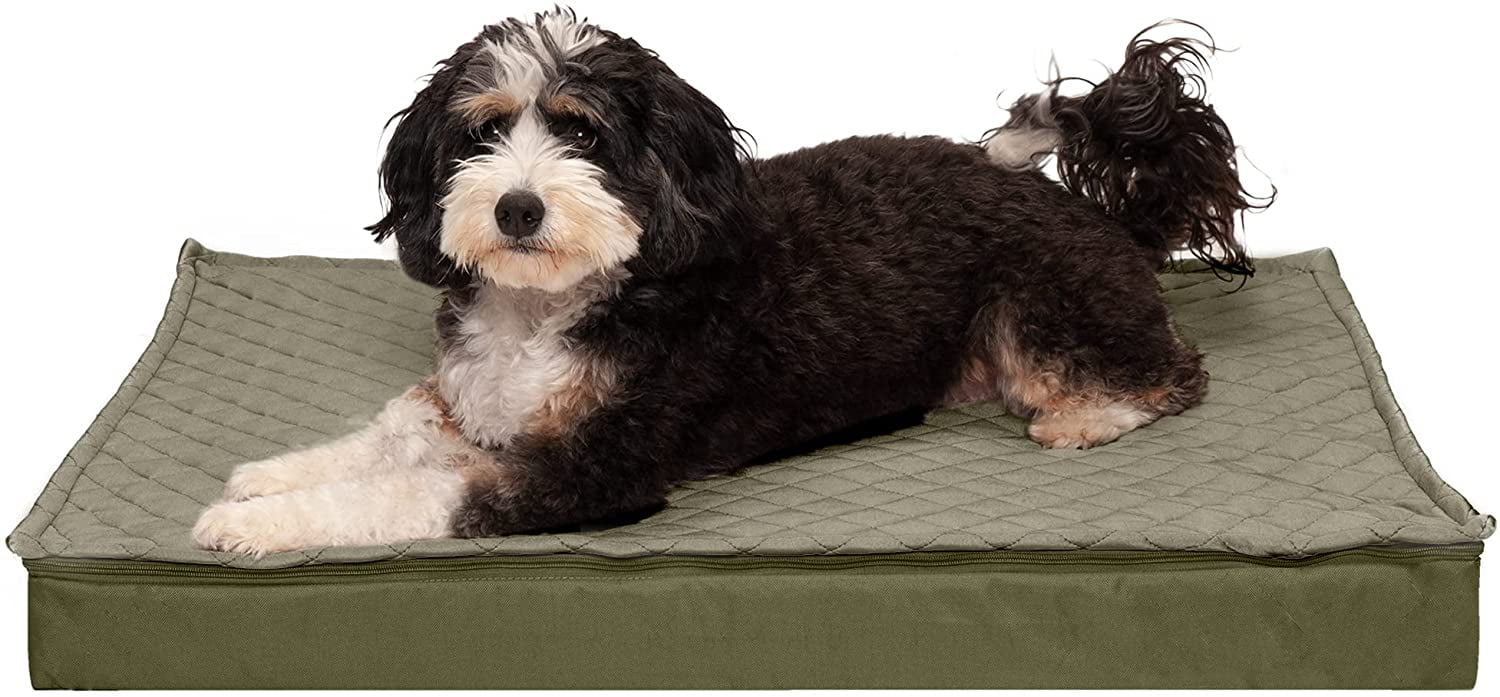 Furhaven Large Orthopedic Dog Bed Water-Resistant Indoor/Outdoor Quilt Top Convertible Mattress w/ Removable Washable Cover - Dark Sage， Large Convertible Quilt Top (Dark Sage) Large Orthopedic Foam