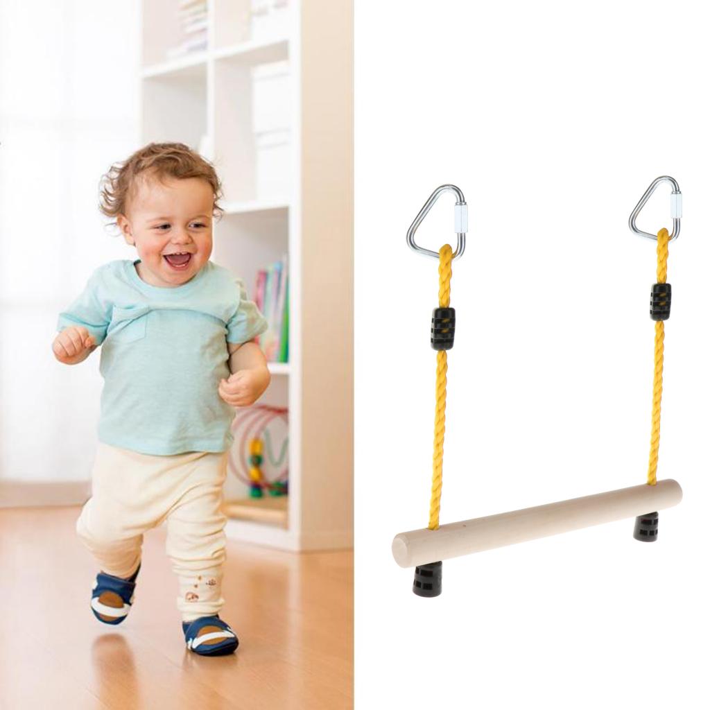 Kids Rope Ladder Rod Childrens Outdoor Climbing Frame Bar Tree yellow