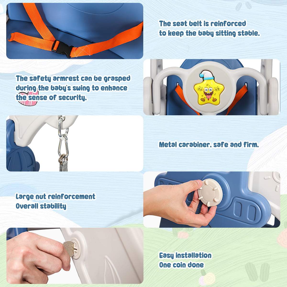 4 in 1 Toddler Slide and Swing Set， Kid Indoor Playground， Combination Slide Swing with Basketball Hoop， Extra Long Slide