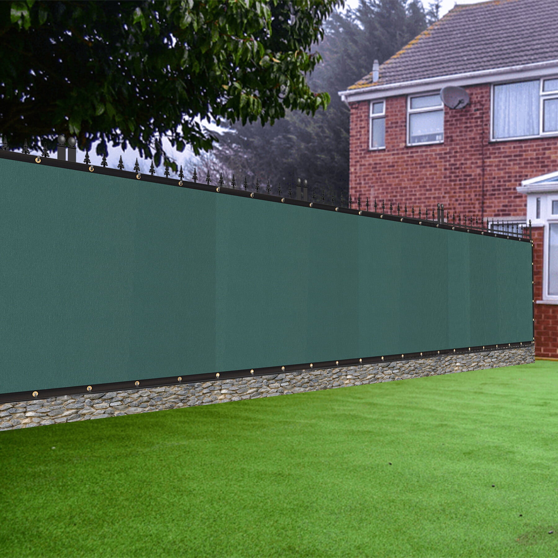 HomGarden 6x50FT Heavy Duty Privacy Screen Fence, Green Garden Windscreen Mesh Fabric