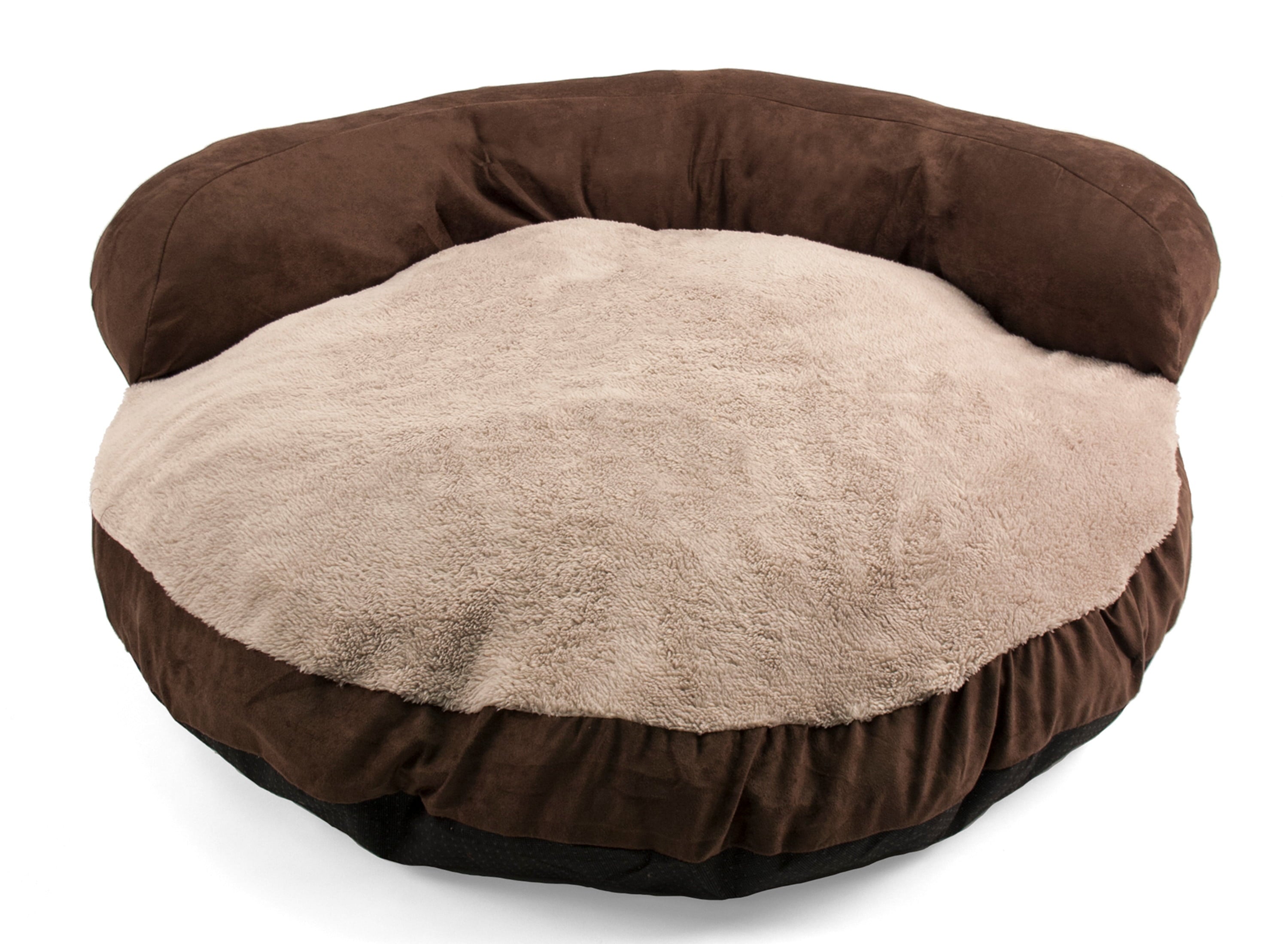 Cozy Pet Round Bolster Dog Bed - Brown