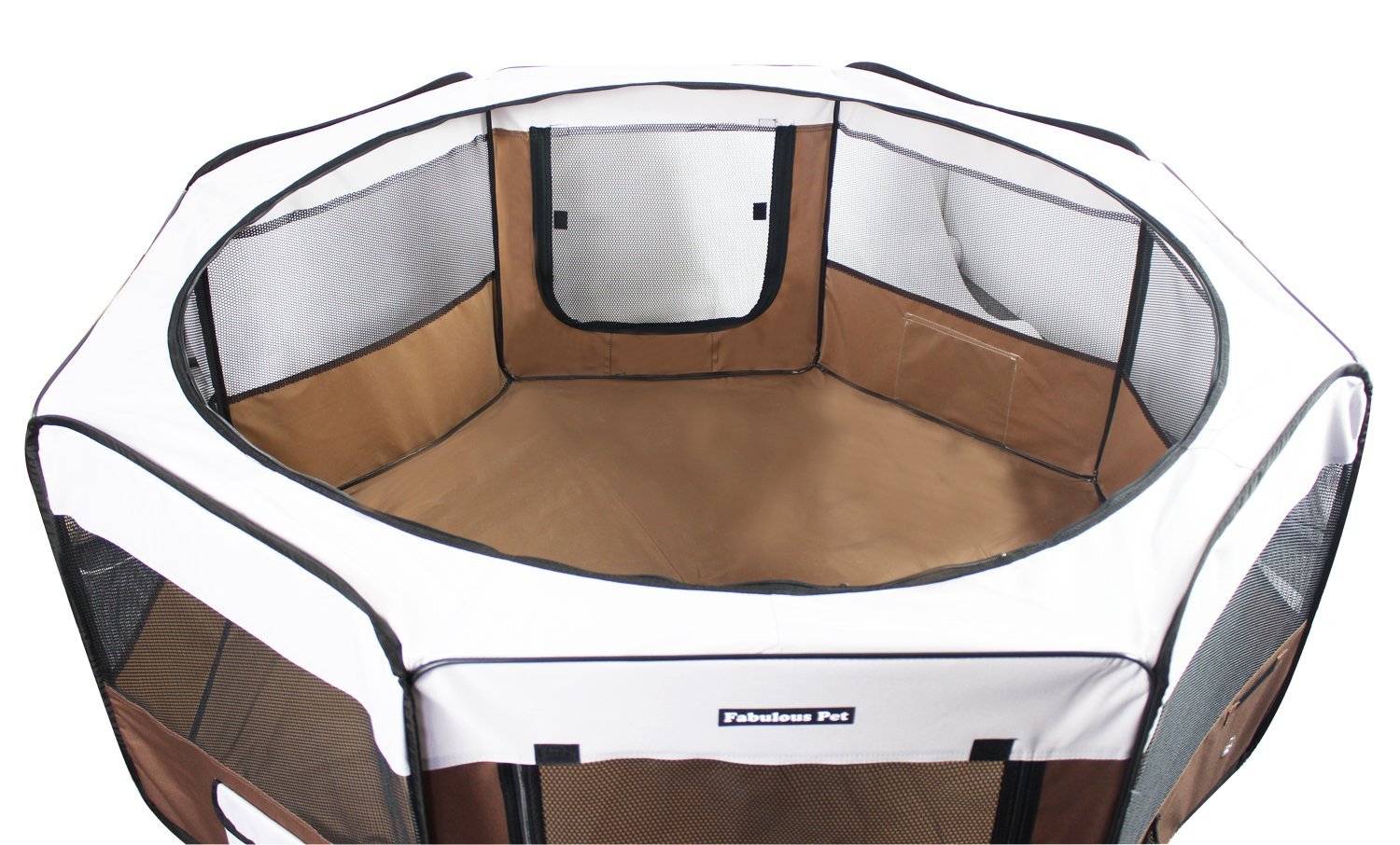 Fabulous Pet Small Water Resistant Portable Doggie， Dog， Puppy， Cat， Kitten Play Pen-Coffee/Gray