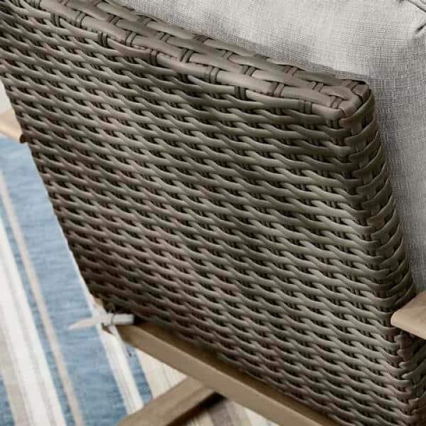Hampton Bay Hampshire Place Cushioned Steel Wicker Outdoor Lounge Chair with CushionGuard Stone Gray Cushions