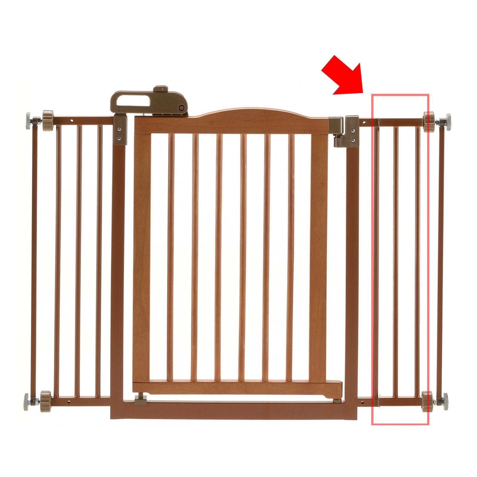 Richell One-Touch Dog Gate， Optional Extension， Cherry Brown， 2.4