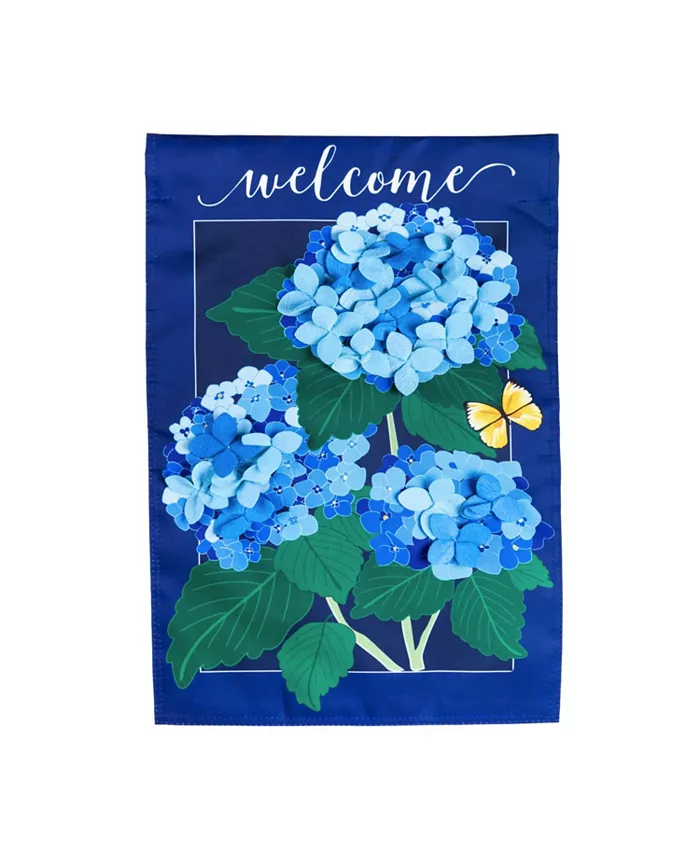 Evergreen Flag Hydrangea Blossoms House Applique Flag 28x44 in Double Sided Outdoor Flag