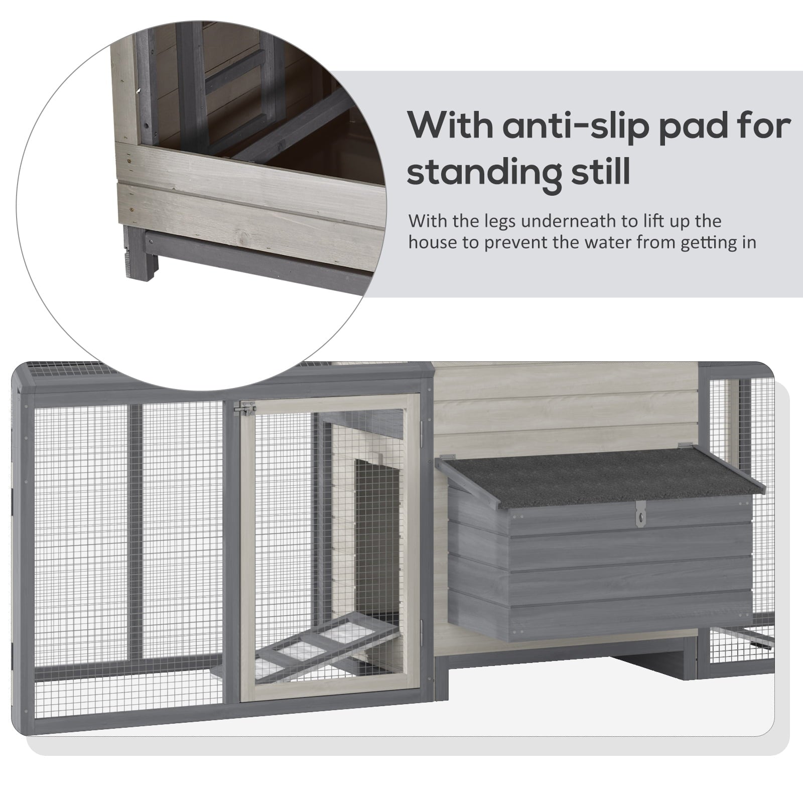 PawHut Solid Wood Deluxe Outdoor Chicken Coop w/ Custom Double Run and Nesting Box
