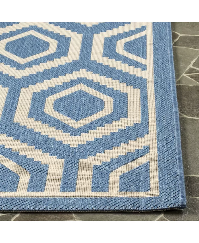 Safavieh Courtyard Blue and Beige 4' x 5'7