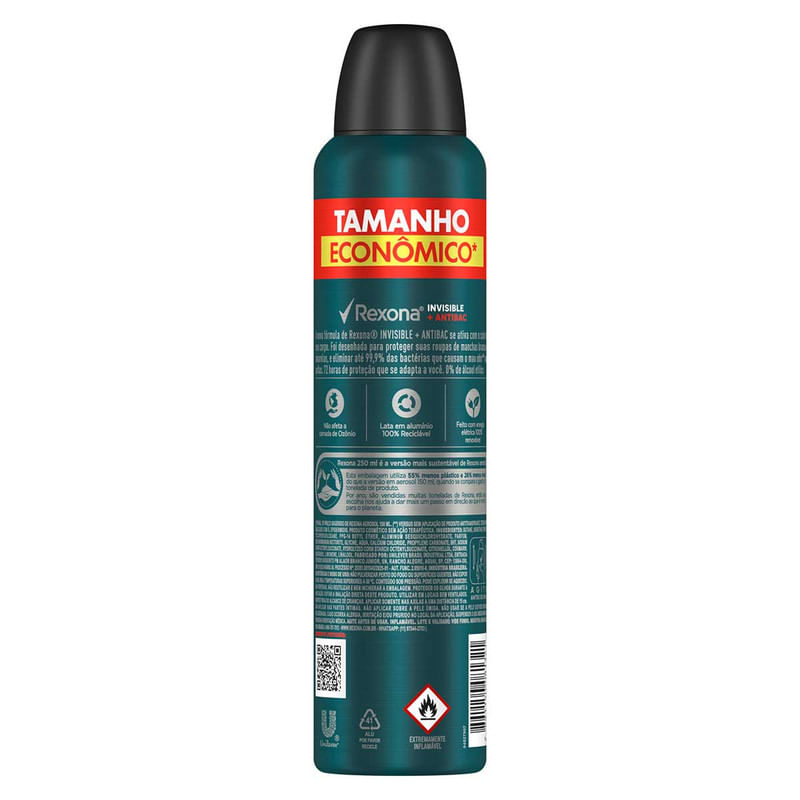 Antitranspirante Aerosol Rexona Men Antibacterial+Invisible 250 ml