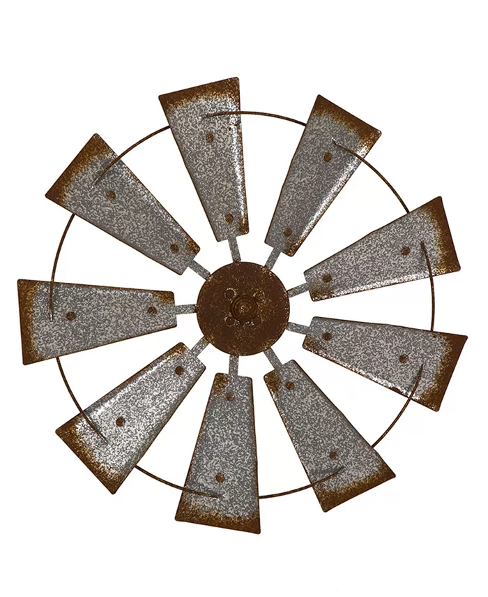 Glitzhome Farmhouse Metal Galvanized Wind Spinner Wall Decor