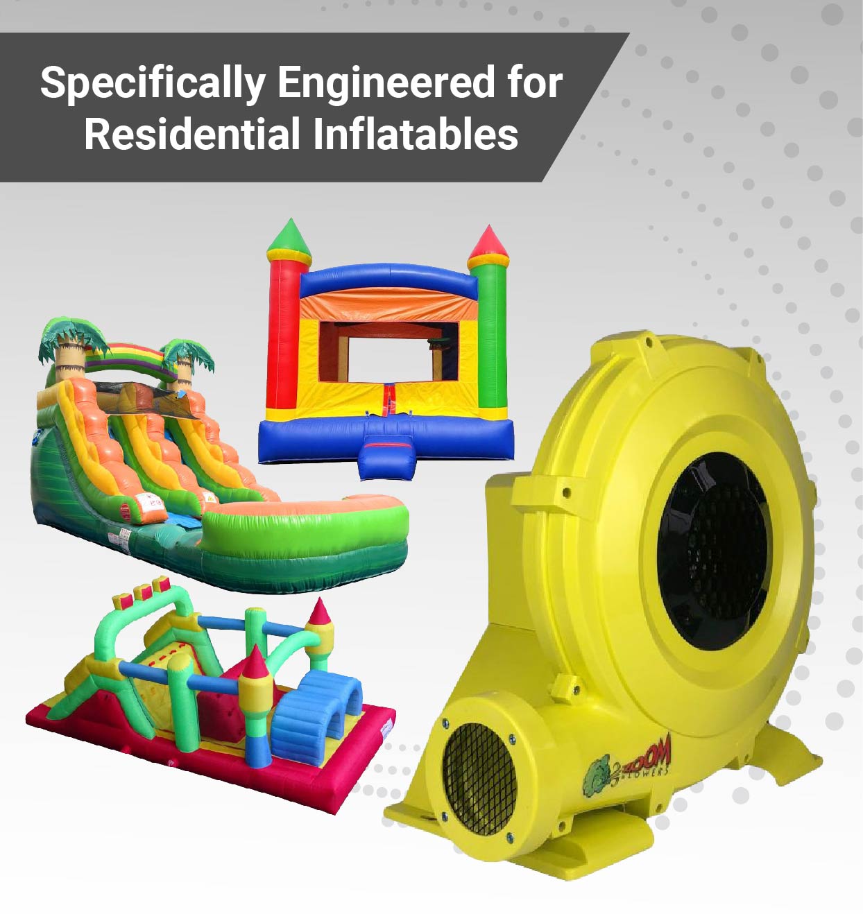 Zoom 1 HP Inflatable Bounce House Blower Air Pump Fan， W4L 750 Watt