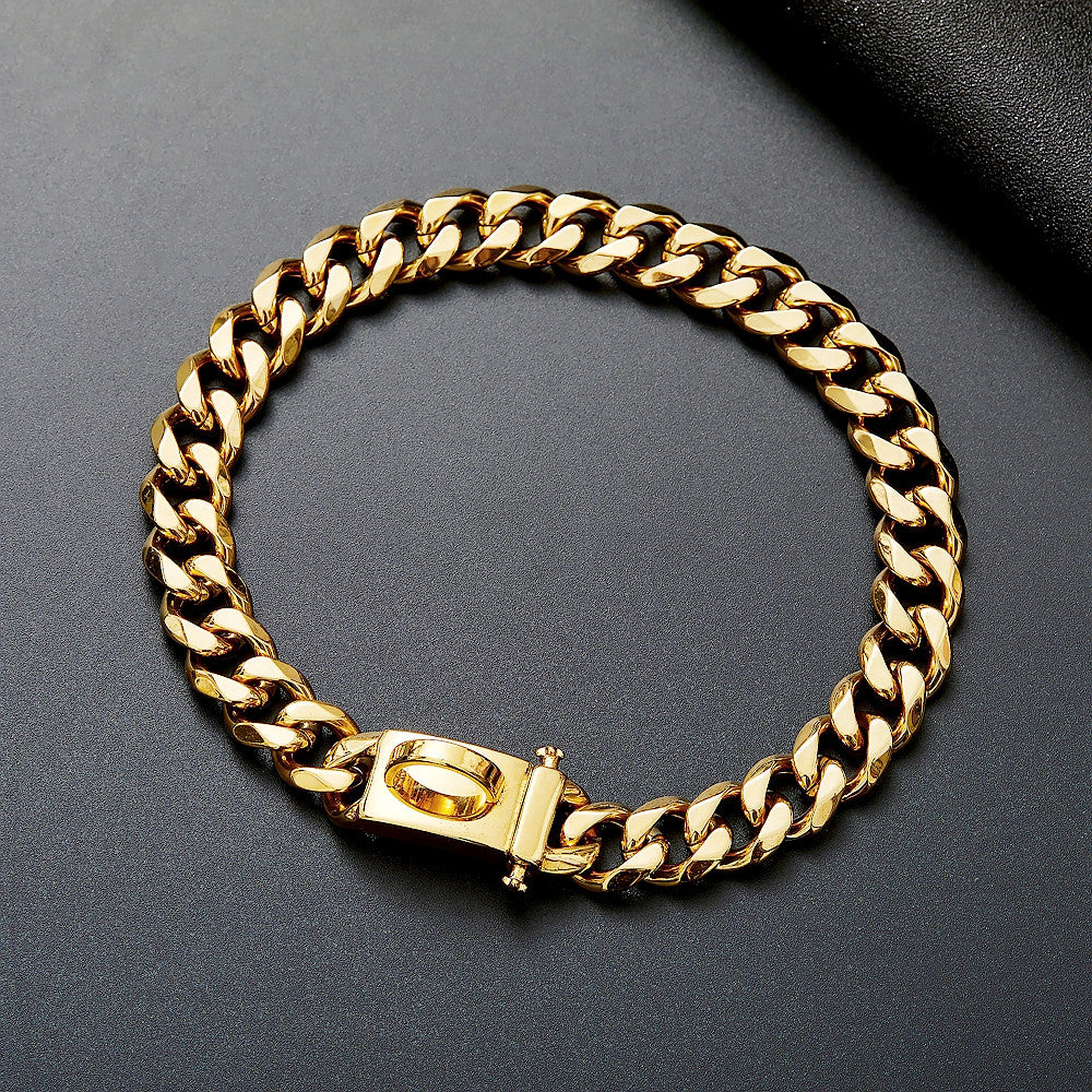 Gold Plated Stainless Steel Big Cuban Chains Dog Collar Choker Necklace for Large Medium Bulldog