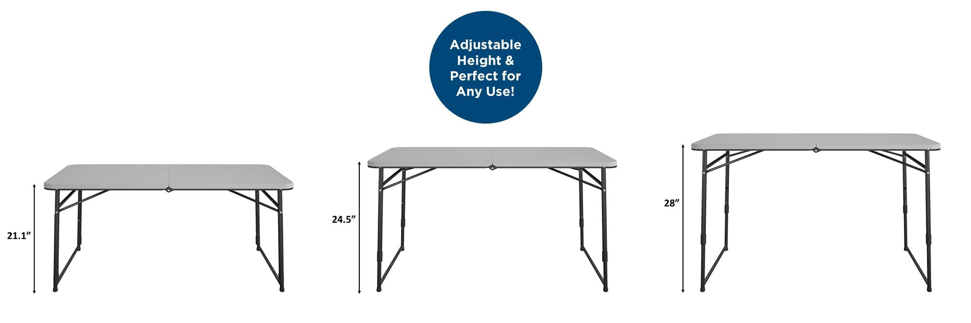 COSCO 4 ft. Fold-in-Half Portable Utility Table, Gray, Indoor/Outdoor, Great for Crafting, Tailgating, & Camping