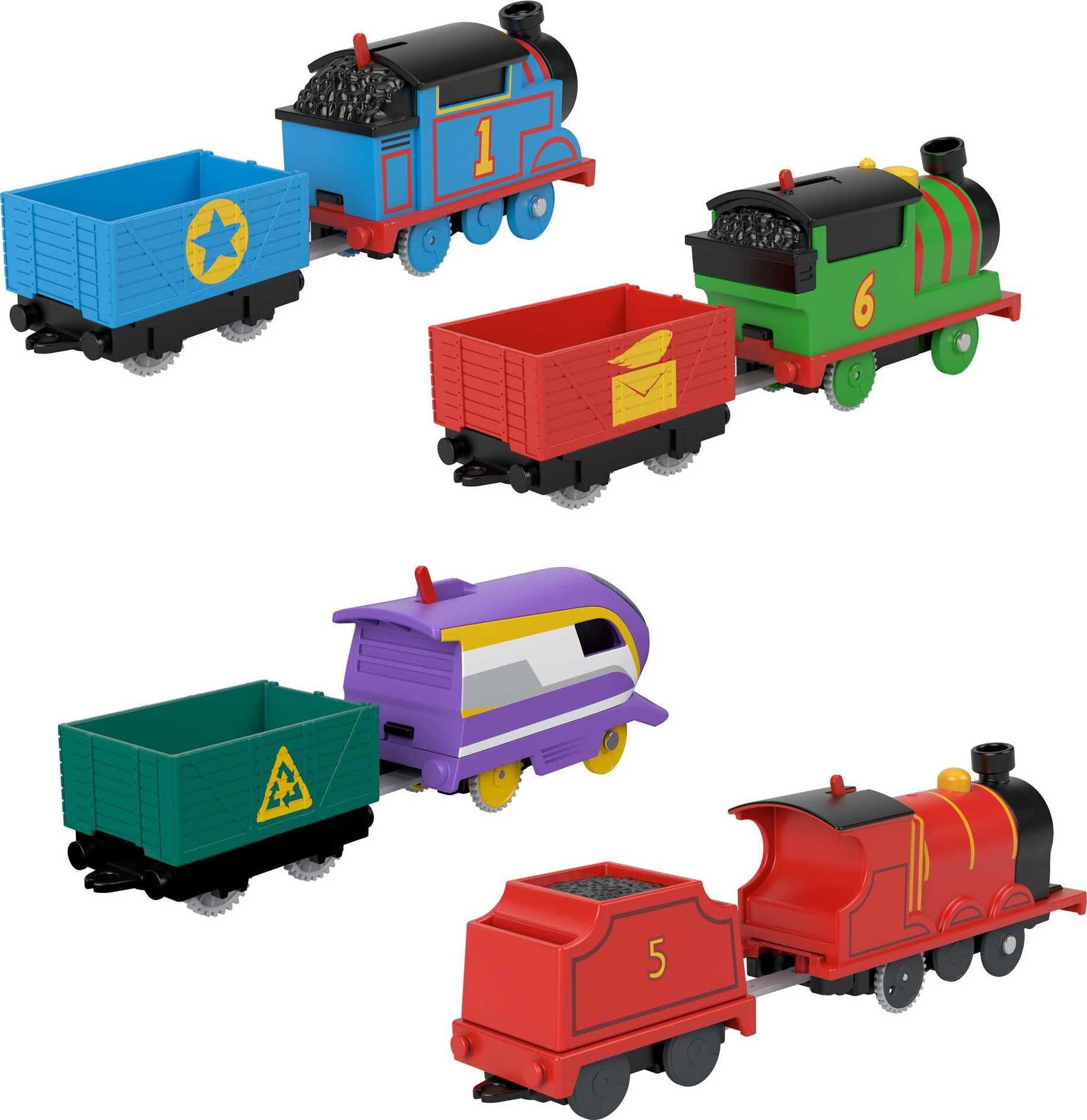 Thomas and Friends Thomas Percy Kana and James Engines Motorized Toy Trains， 4 Vehicles