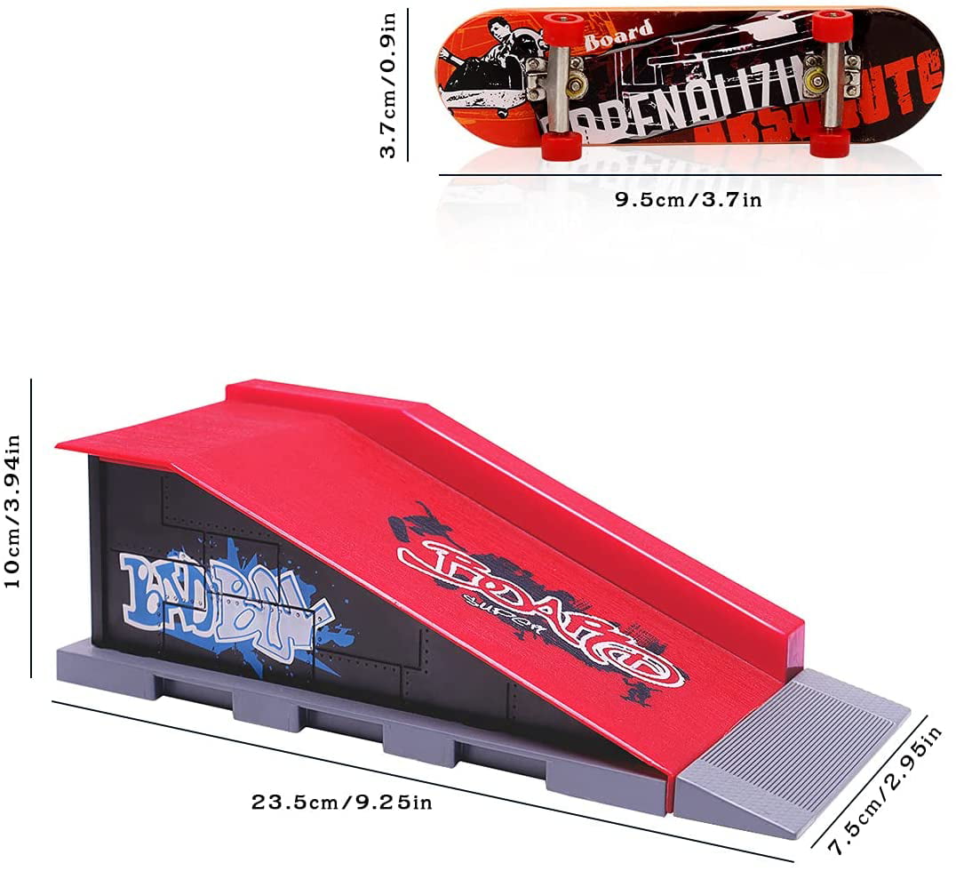 Mini Finger Toy Skateboard Park Ramp Kit， Fingerboard Half Pipe Ultimate Parks Training Props Accessories for Kids Adult (Style B)